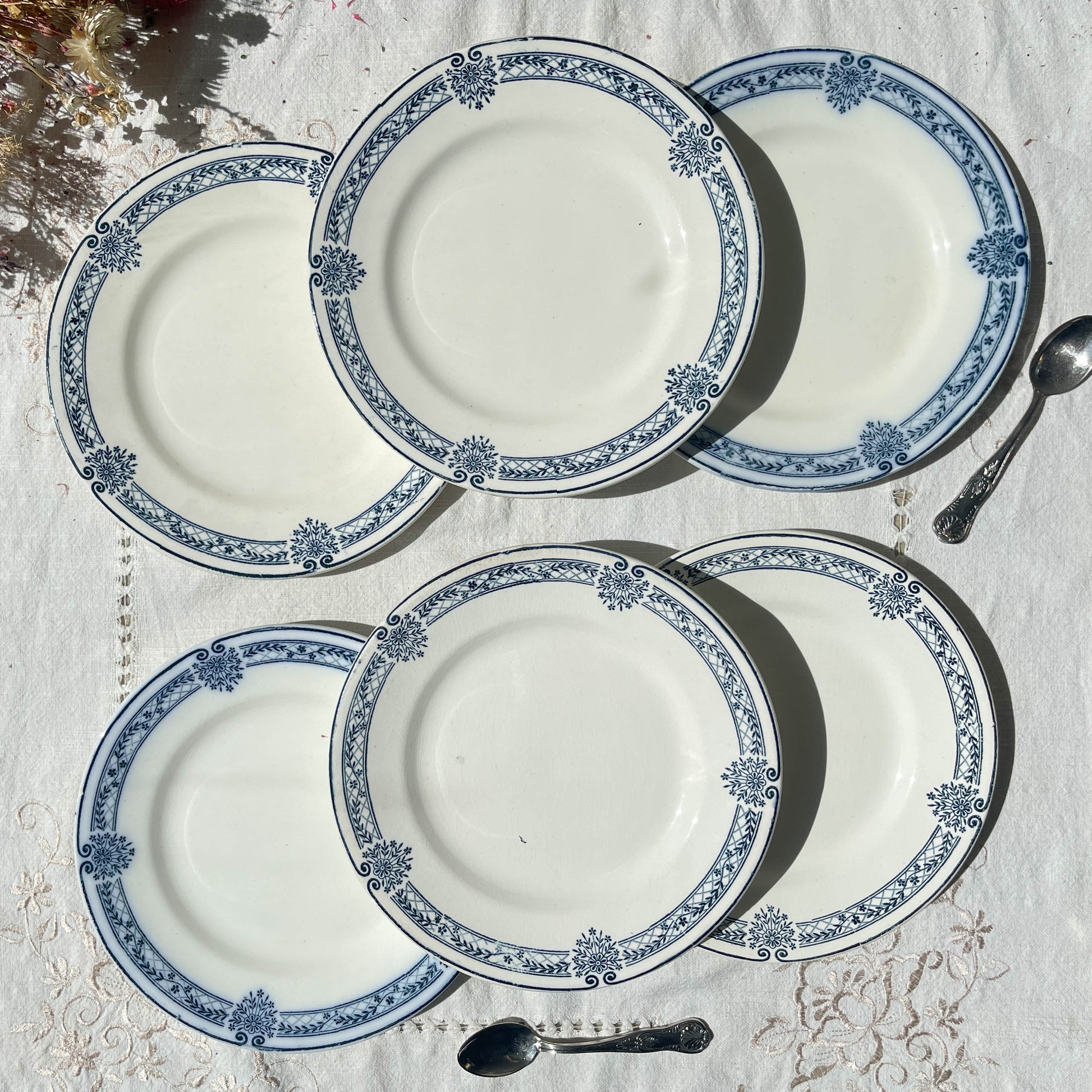 6 Petites Assiettes Terre de fer bleue Salins modèle Arbois Ennege