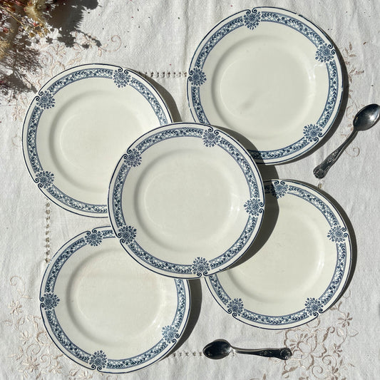 5 Petites Assiettes Terre de fer bleue Salins modèle Arbois Ennege 