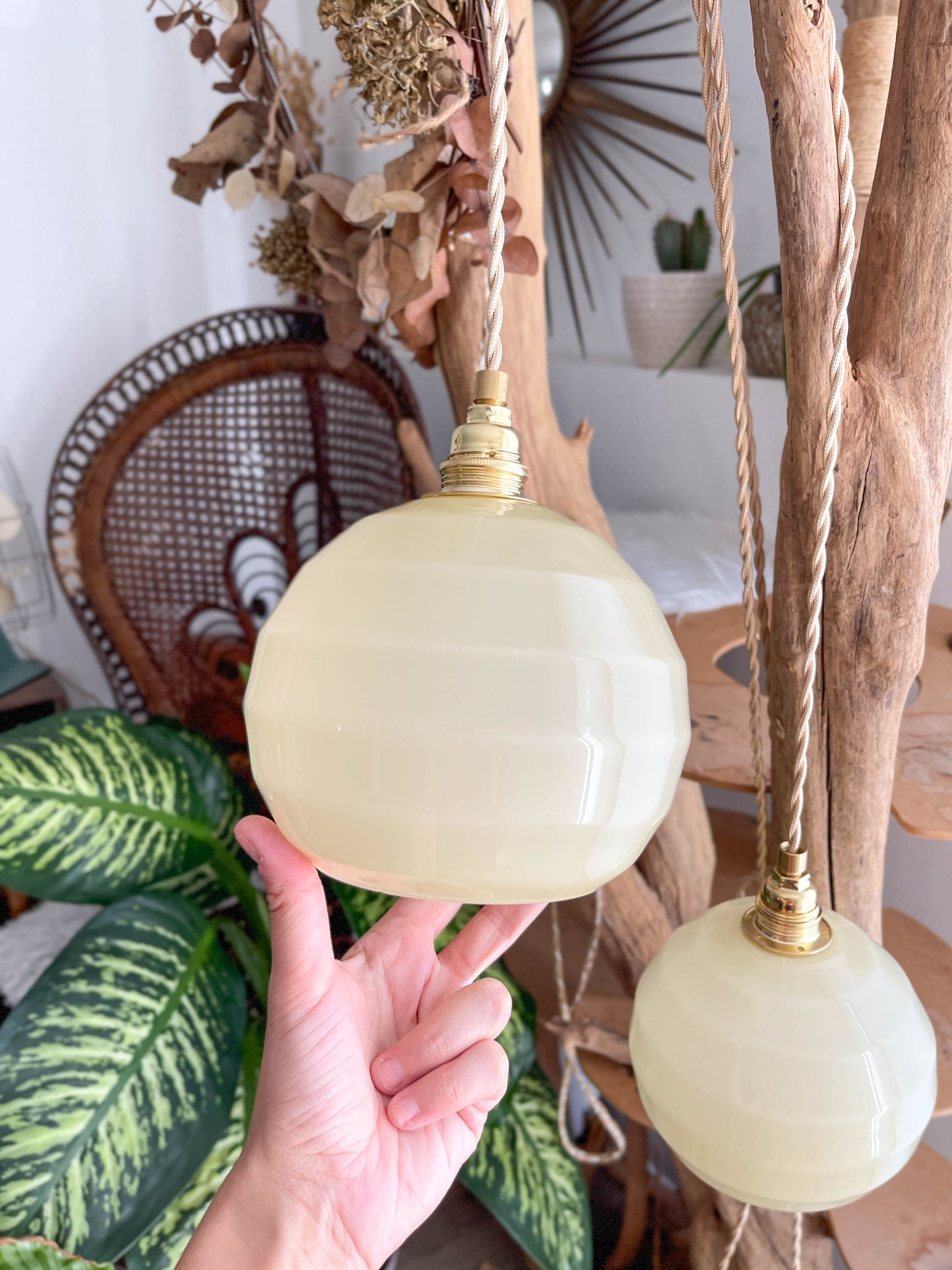 Baladeuses-vintage-verre-de-Clichy-jaune-personnalisables