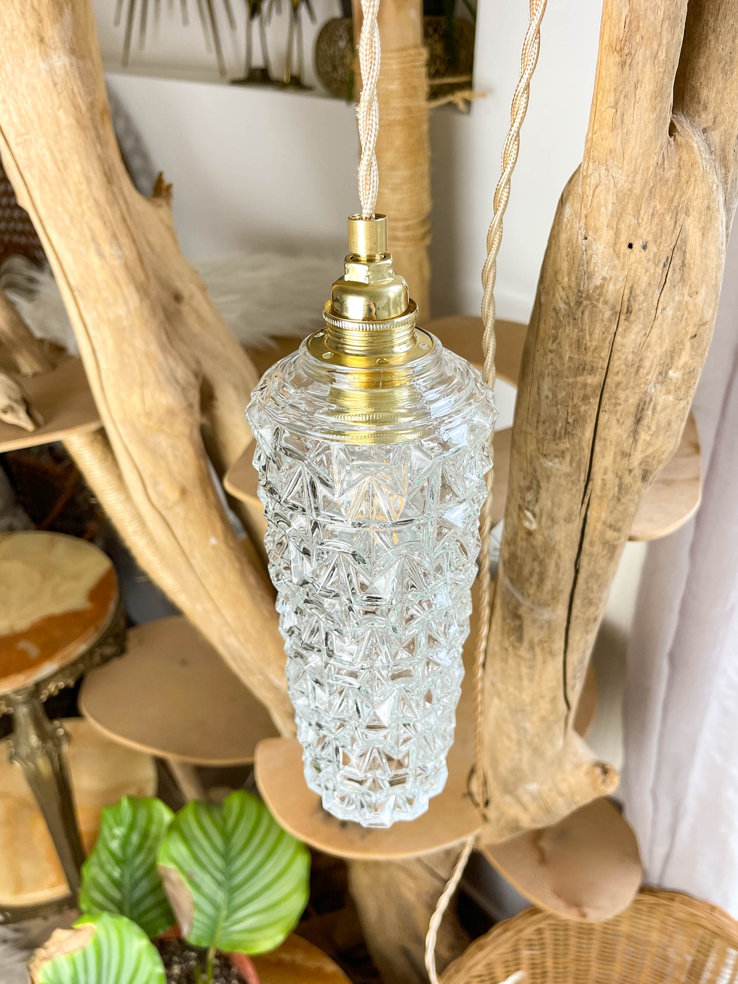 Baladeuse tulipe vintage en verre personnalisable