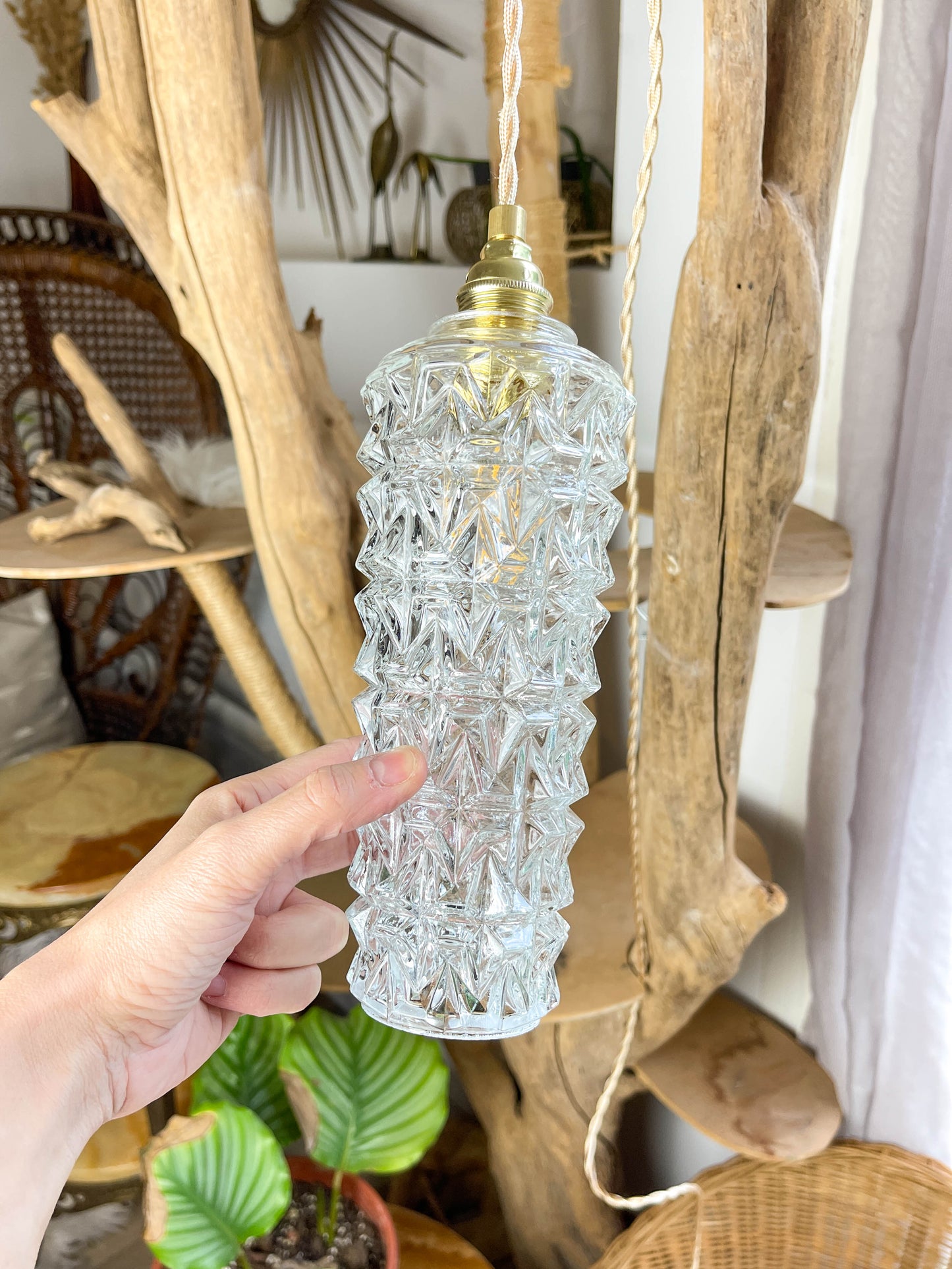 Baladeuse tulipe vintage en verre personnalisable