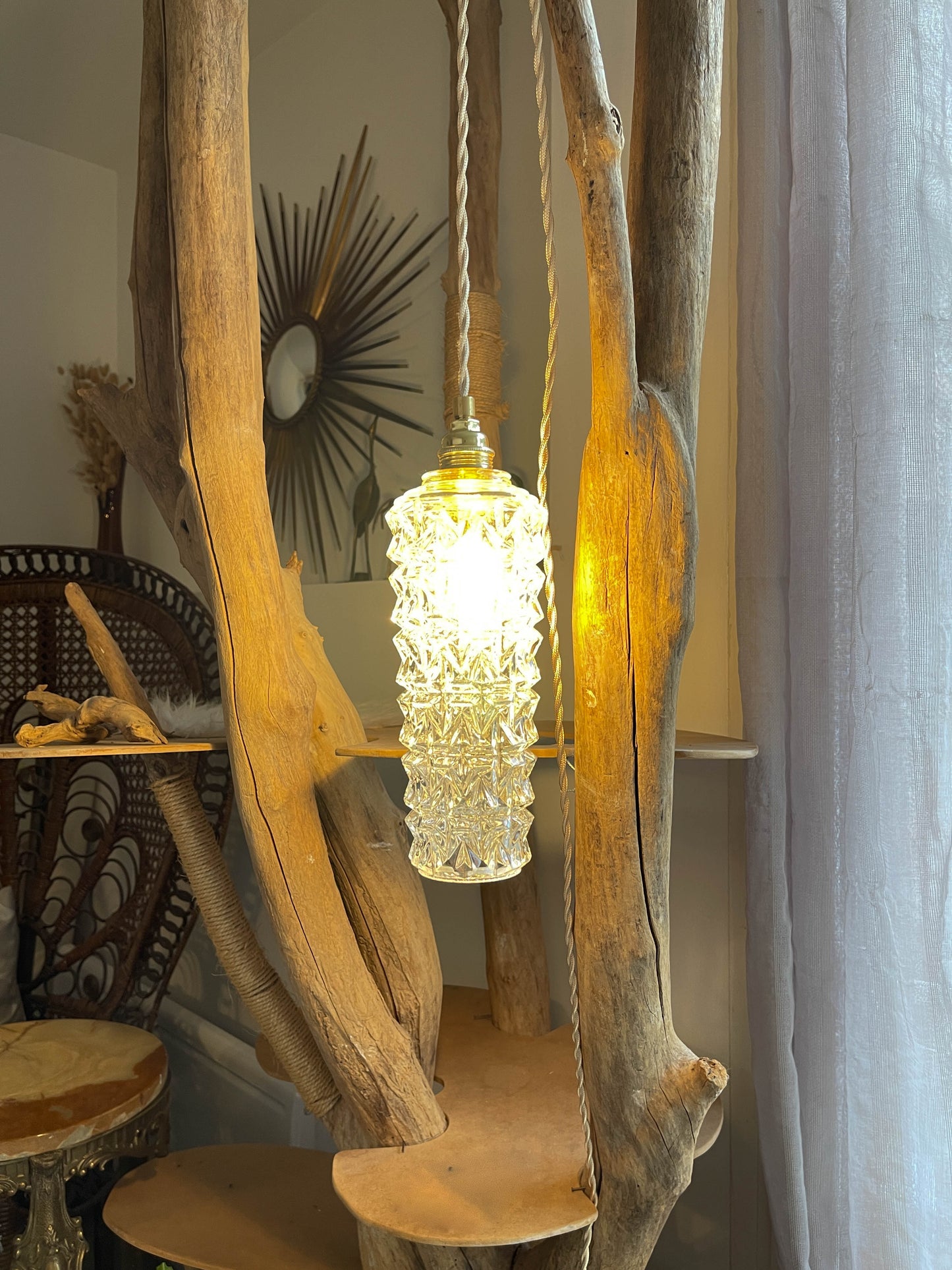 Baladeuse tulipe vintage en verre personnalisable
