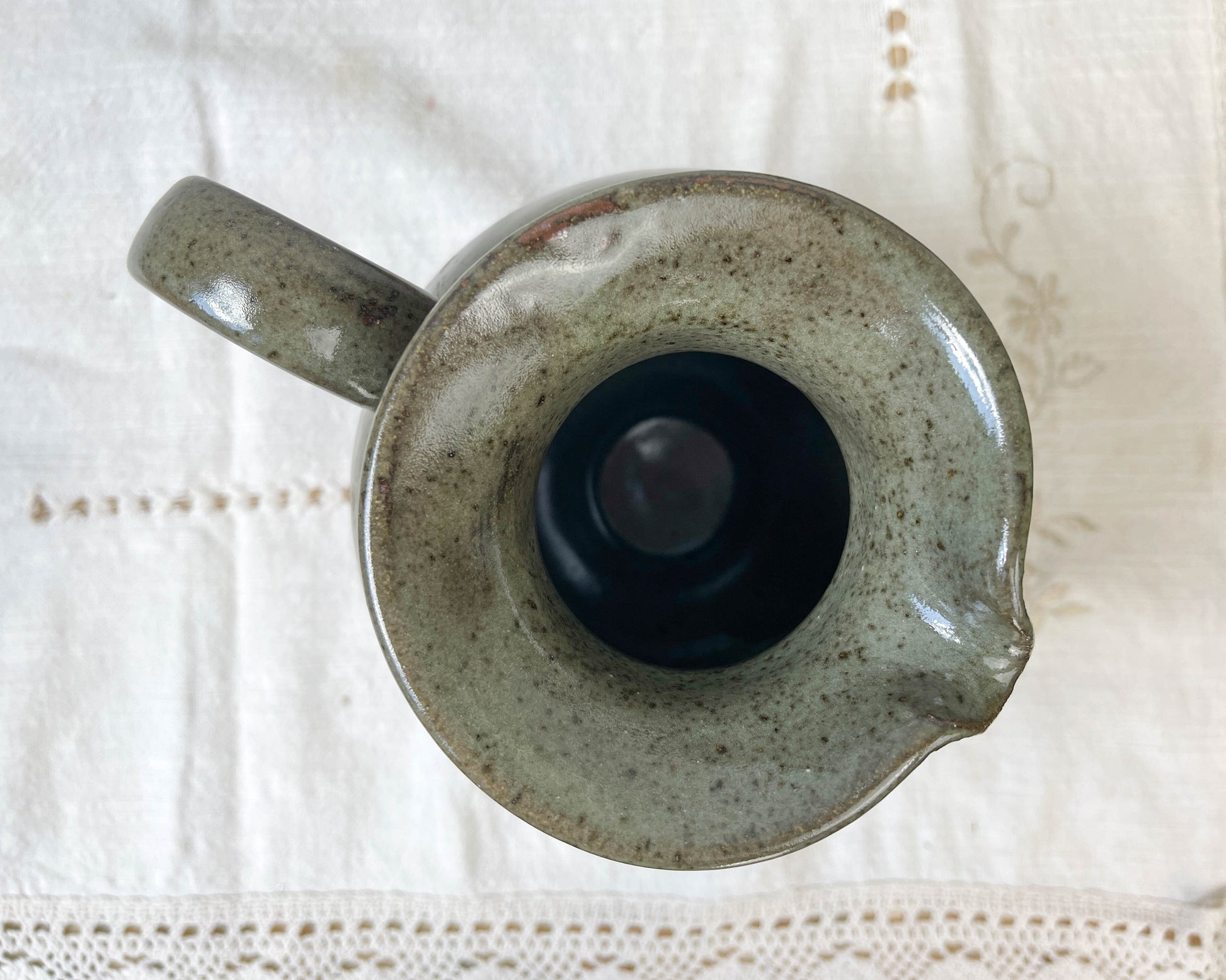 Carafe vintage en grès gris/vert style art déco