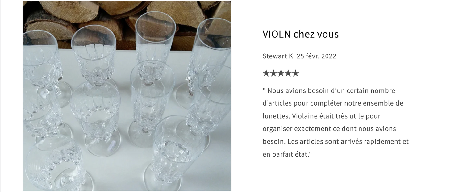 Verres en cristal vintage VIOLN chez une cliente