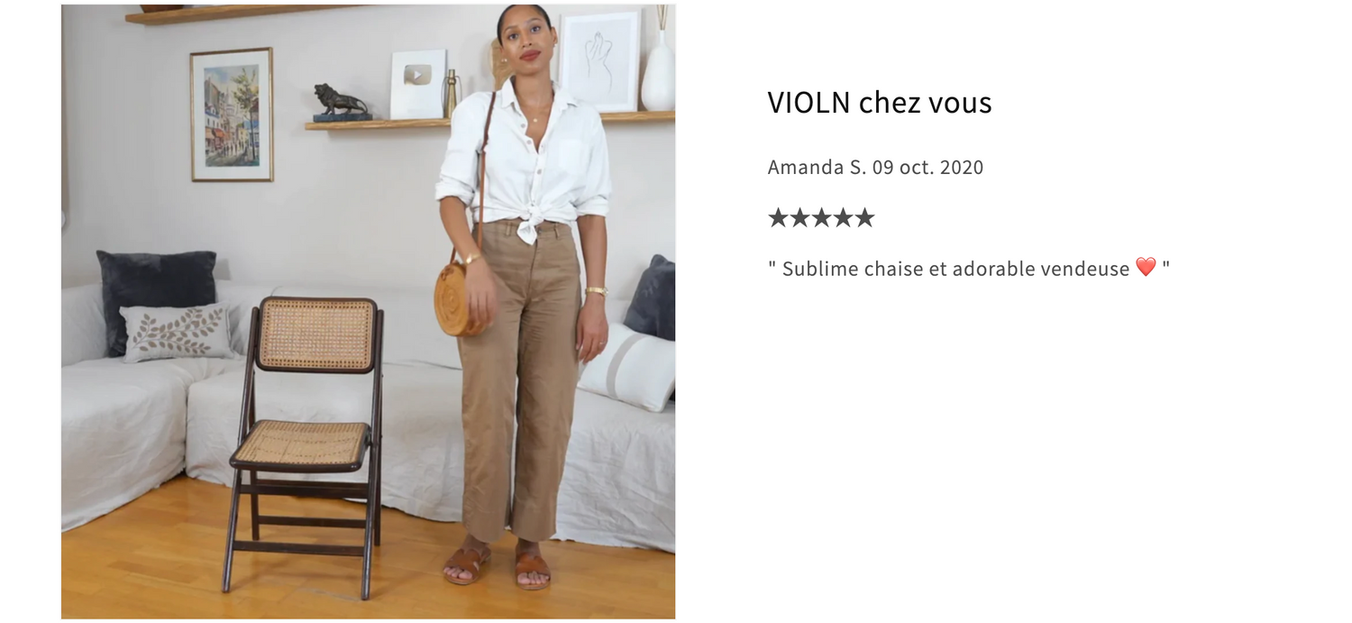 Chaise pliante vintage VIOLN chez une cliente Amanda Saurin