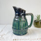 Carafe vintage en céramique à glaçure verte et bleue