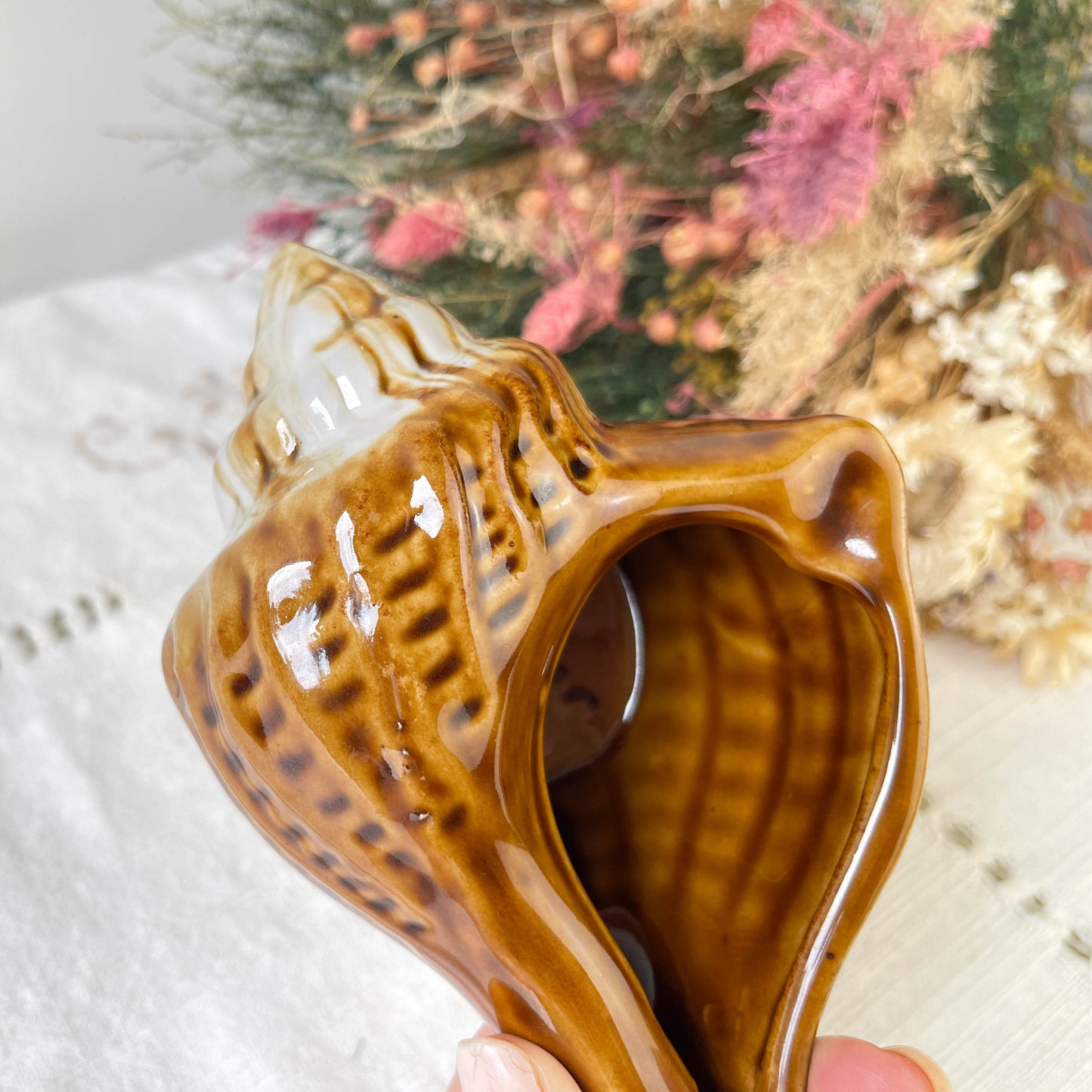 Cendrier en céramique coquillage vintage Année 50