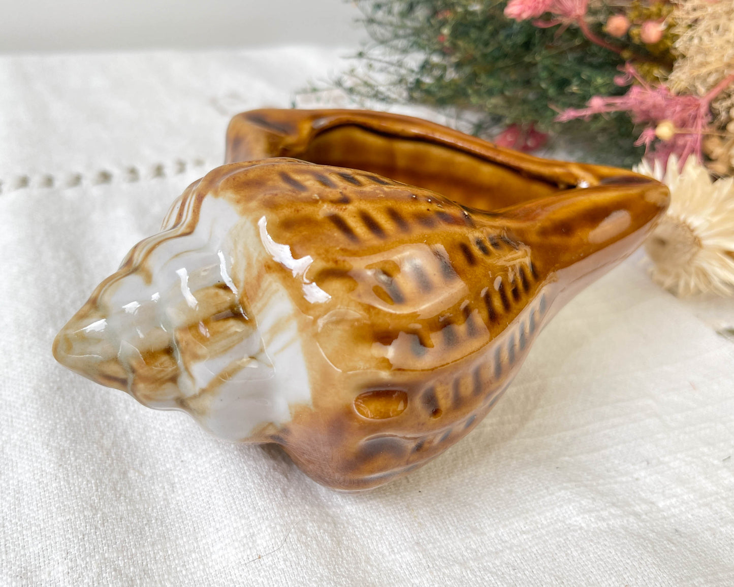 Cendrier en céramique coquillage vintage Année 50