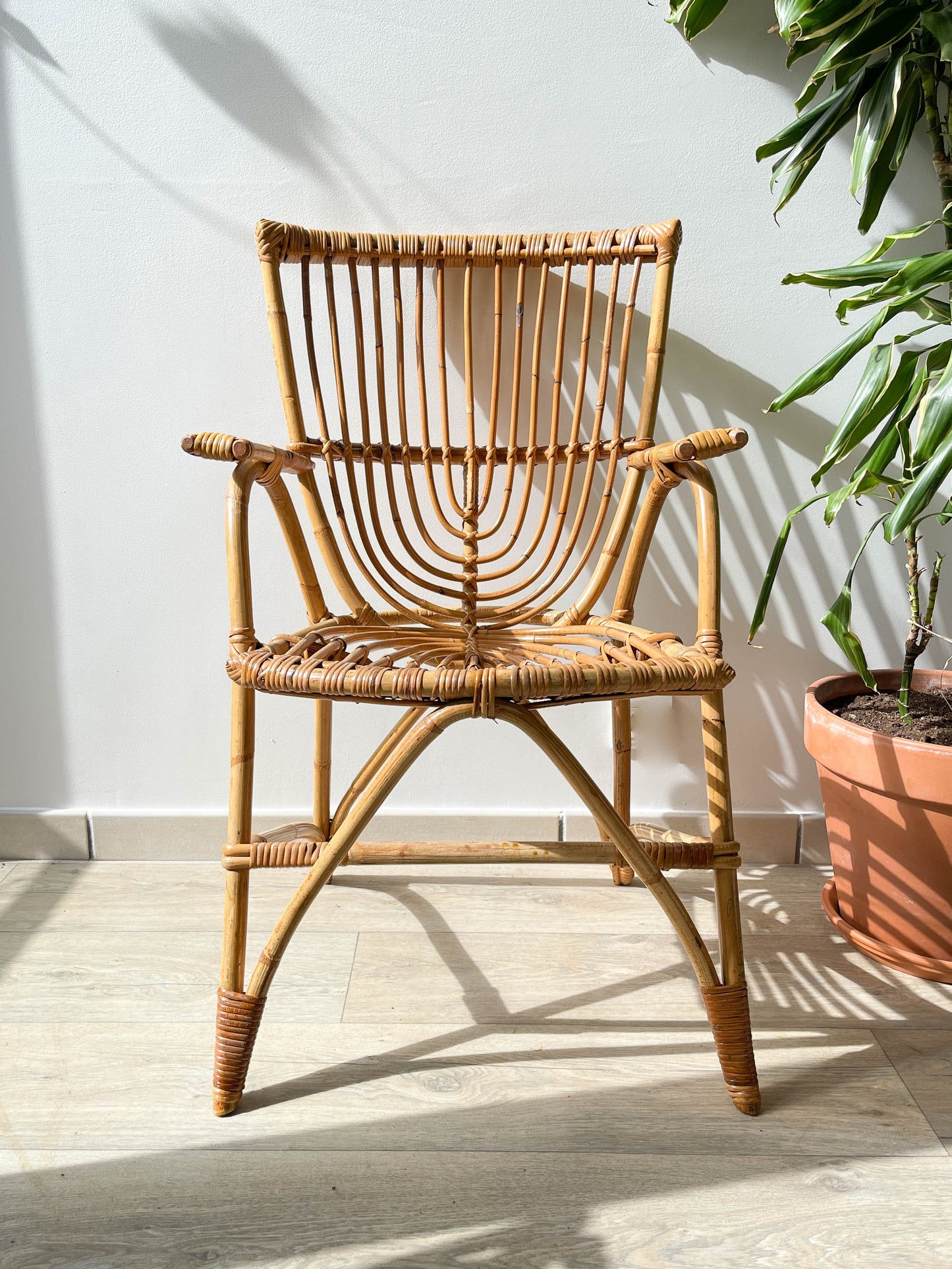 Fauteuils en rotin vintage 1970