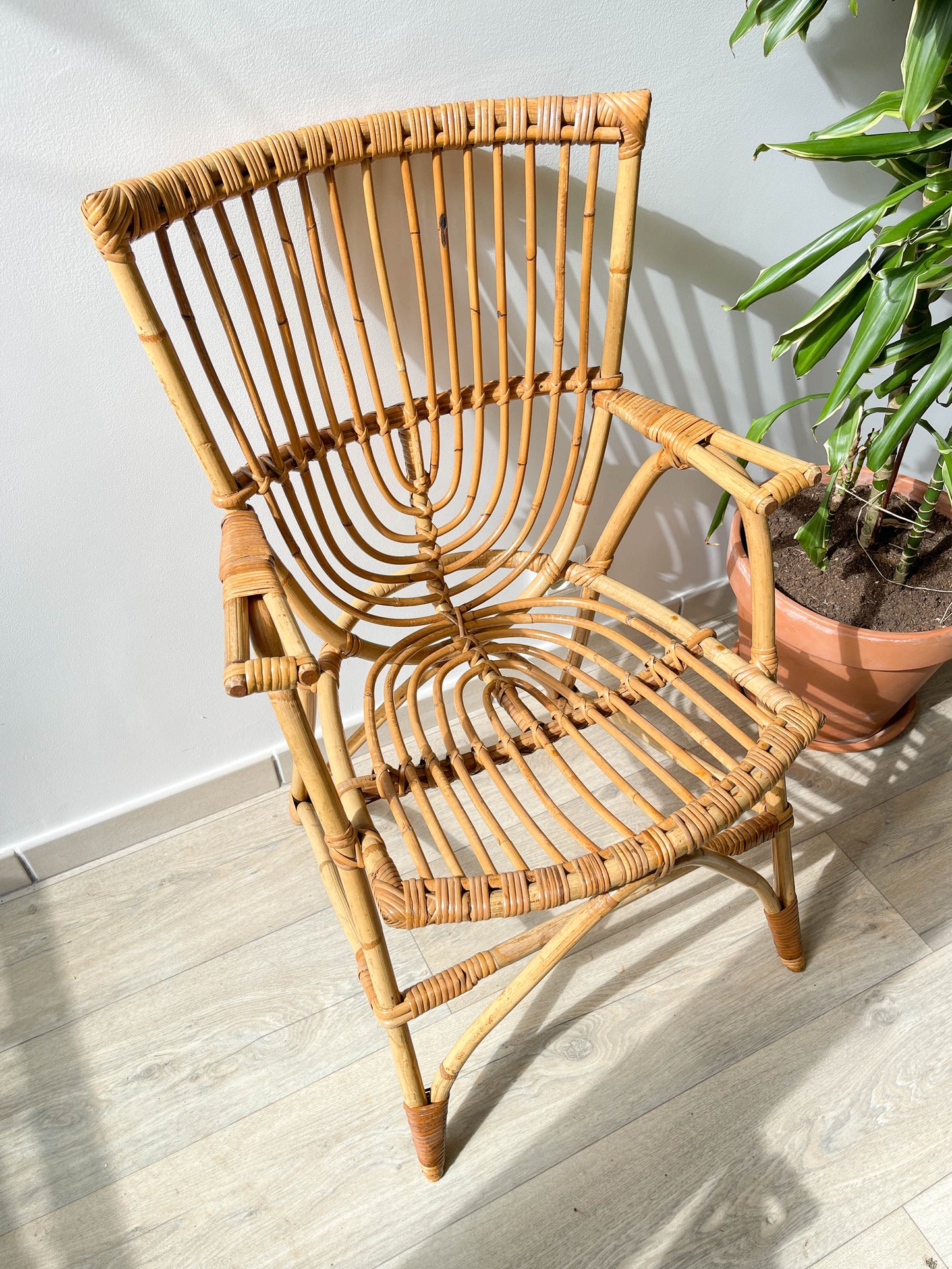 Fauteuils en rotin vintage 1970