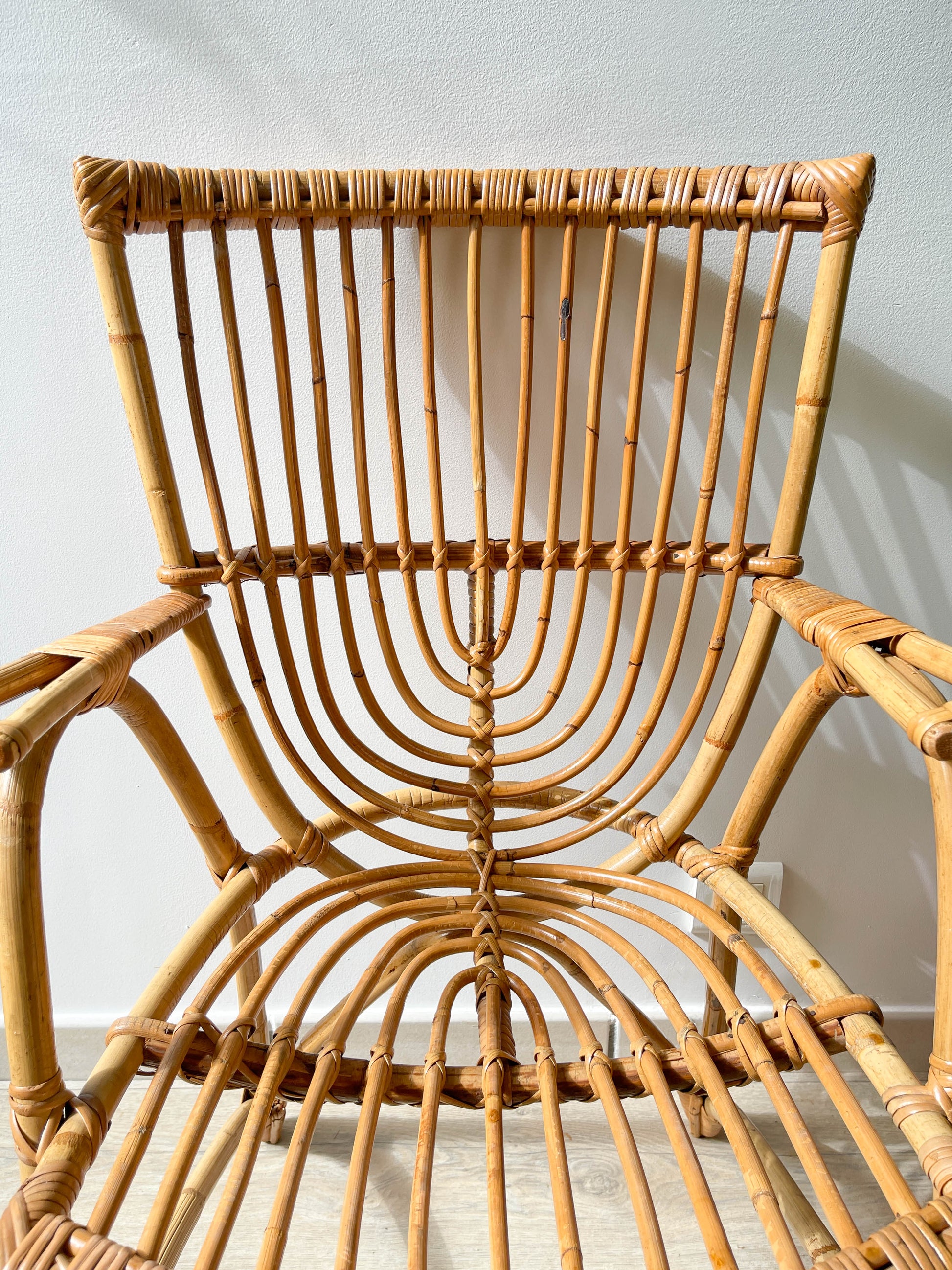 Fauteuils en rotin vintage 1970