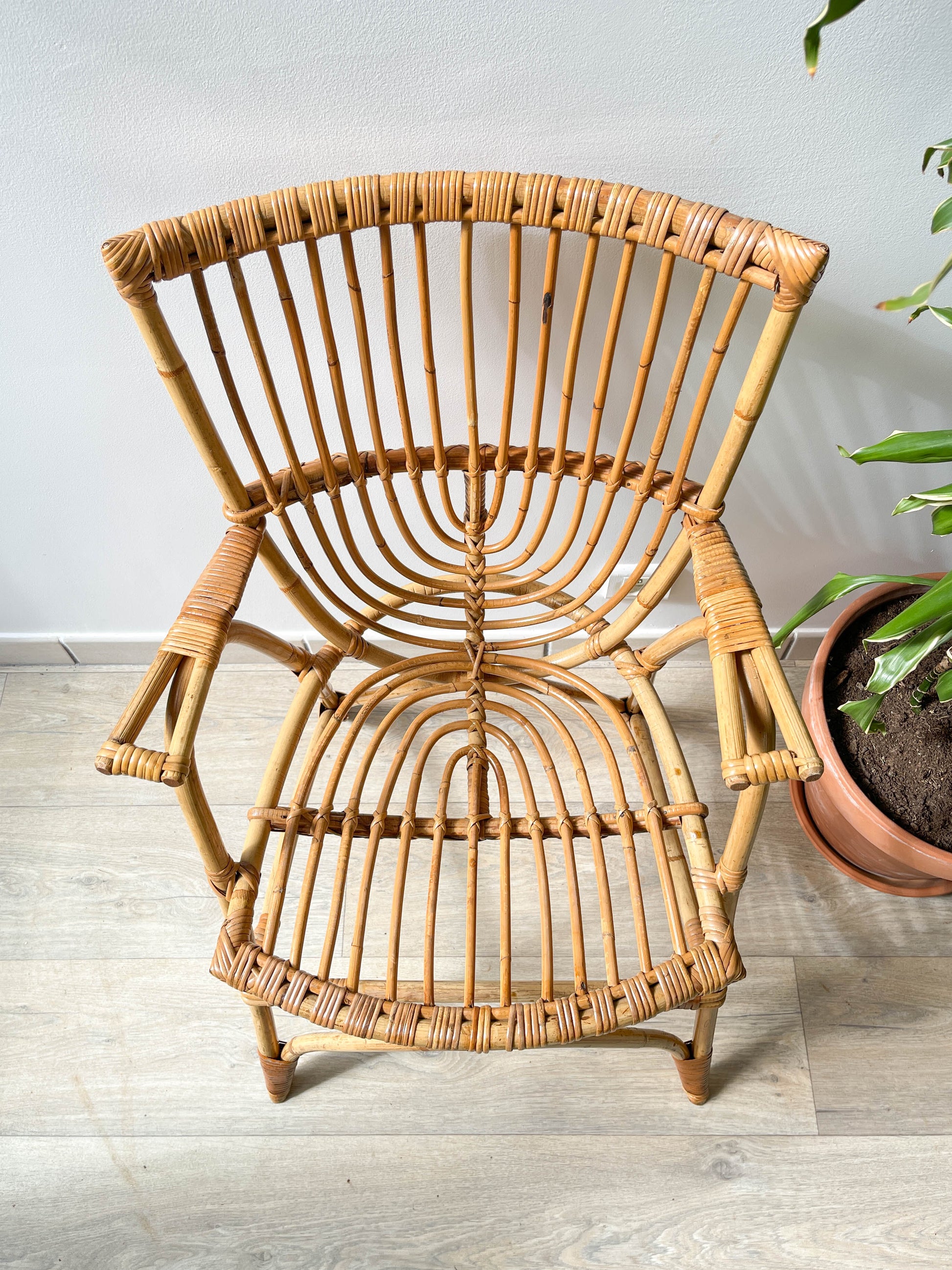 Fauteuils en rotin vintage 1970