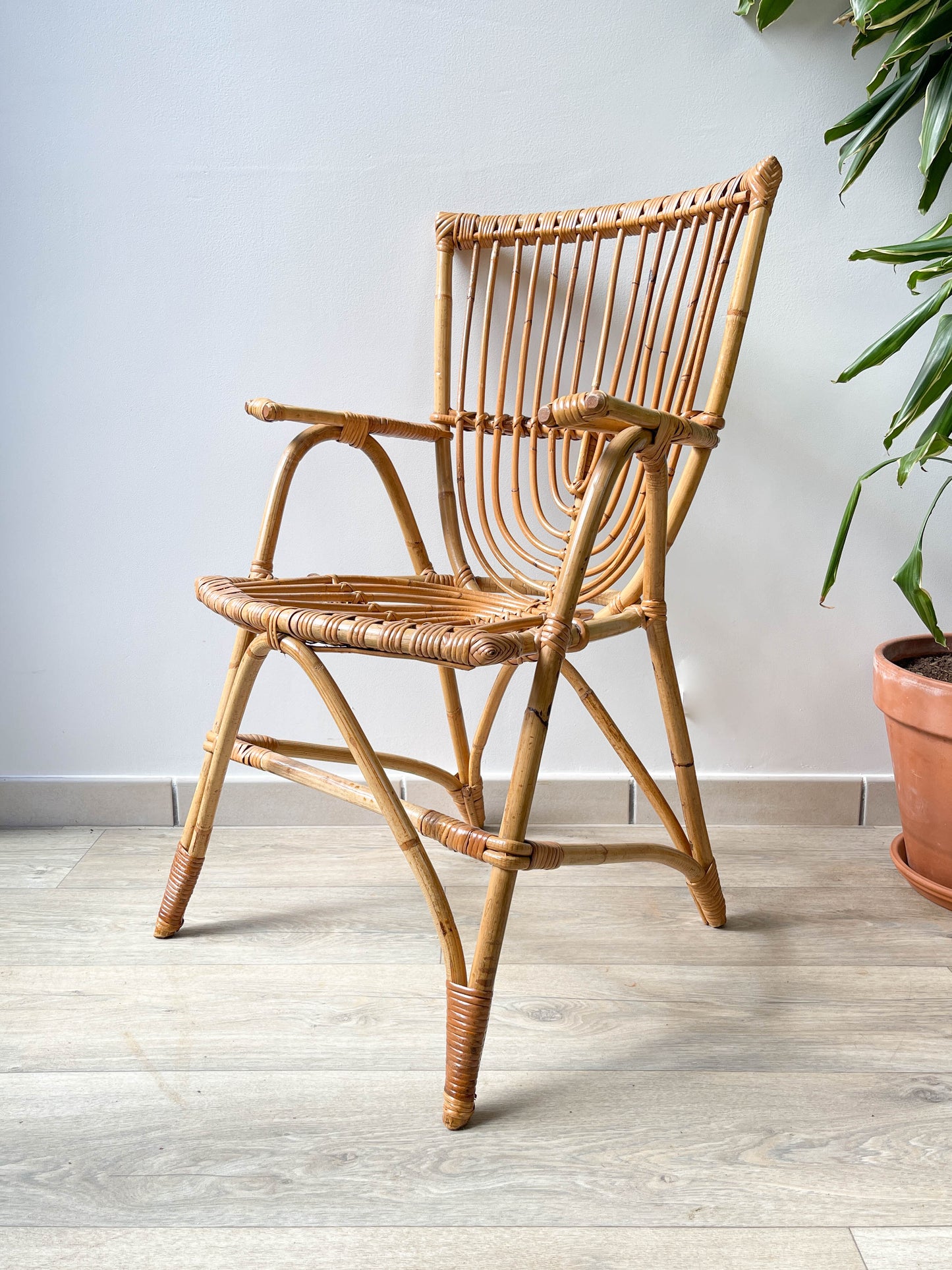 Fauteuils en rotin vintage 1970
