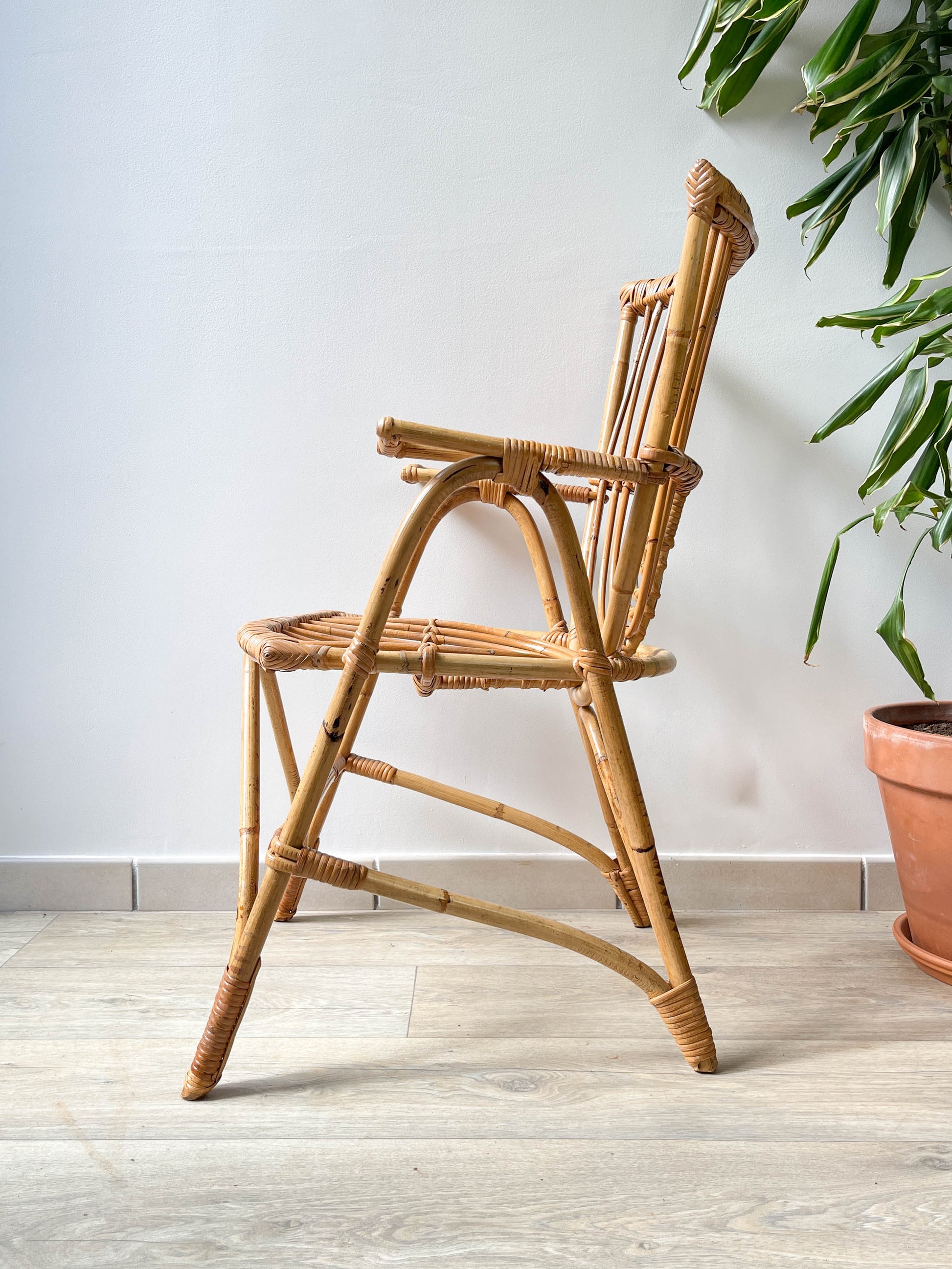 Fauteuils en rotin vintage 1970