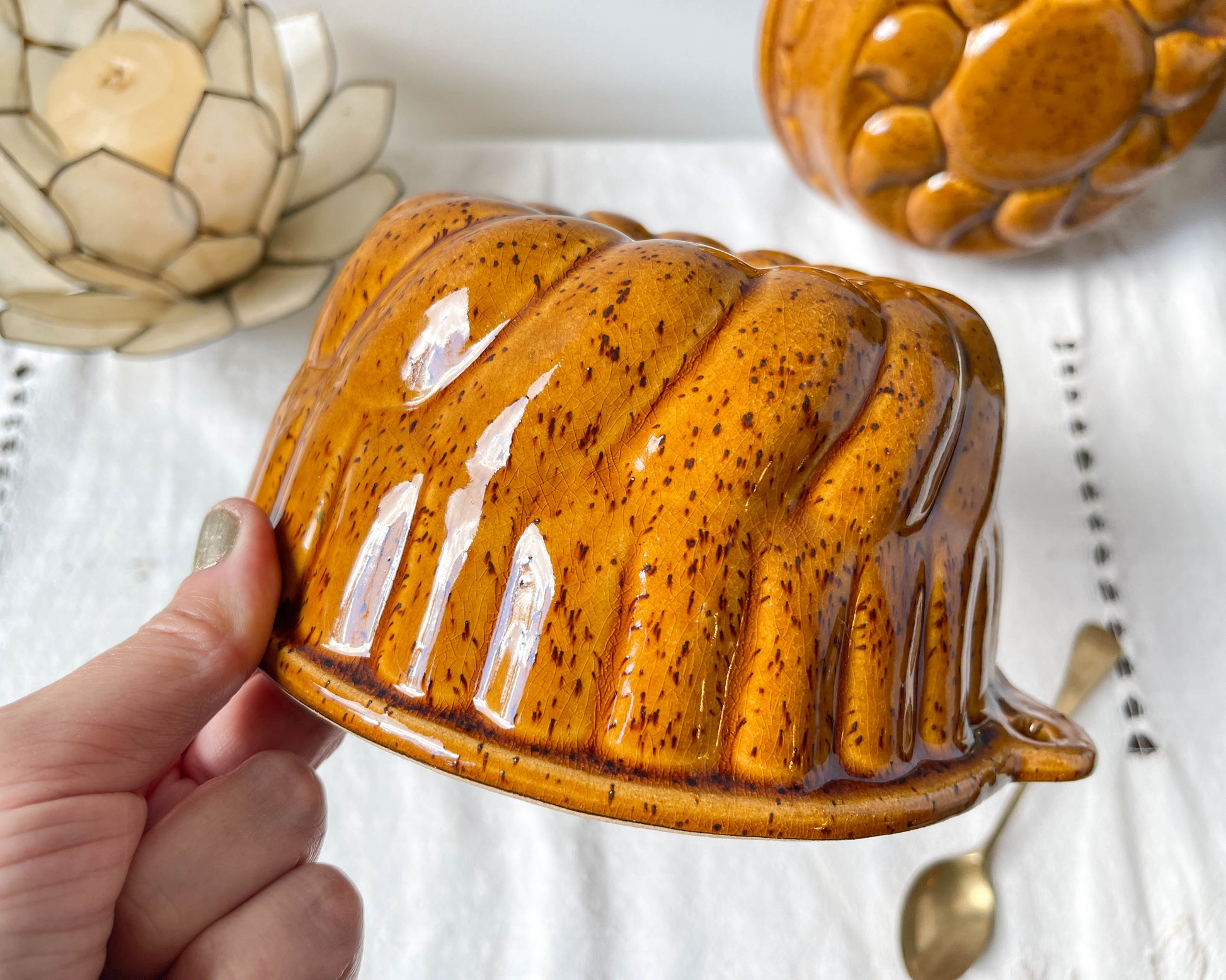 Moule a kouglof céramique moucheté 1950
