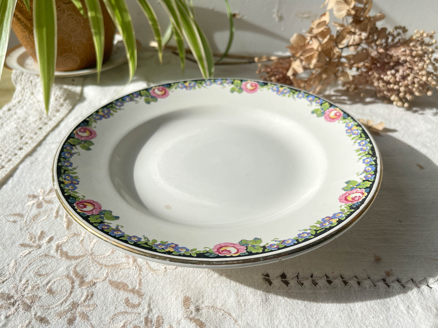 Plat piédouche vintage Terre de fer Digoin Sarreguemine modèle 8984 Made in France