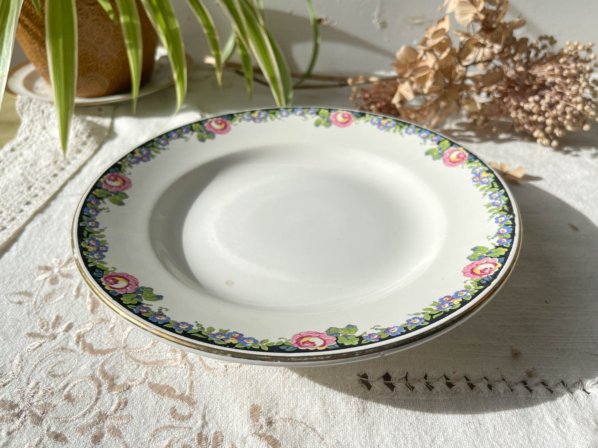Plat piédouche vintage Terre de fer Digoin Sarreguemine modèle 8984 Made in France