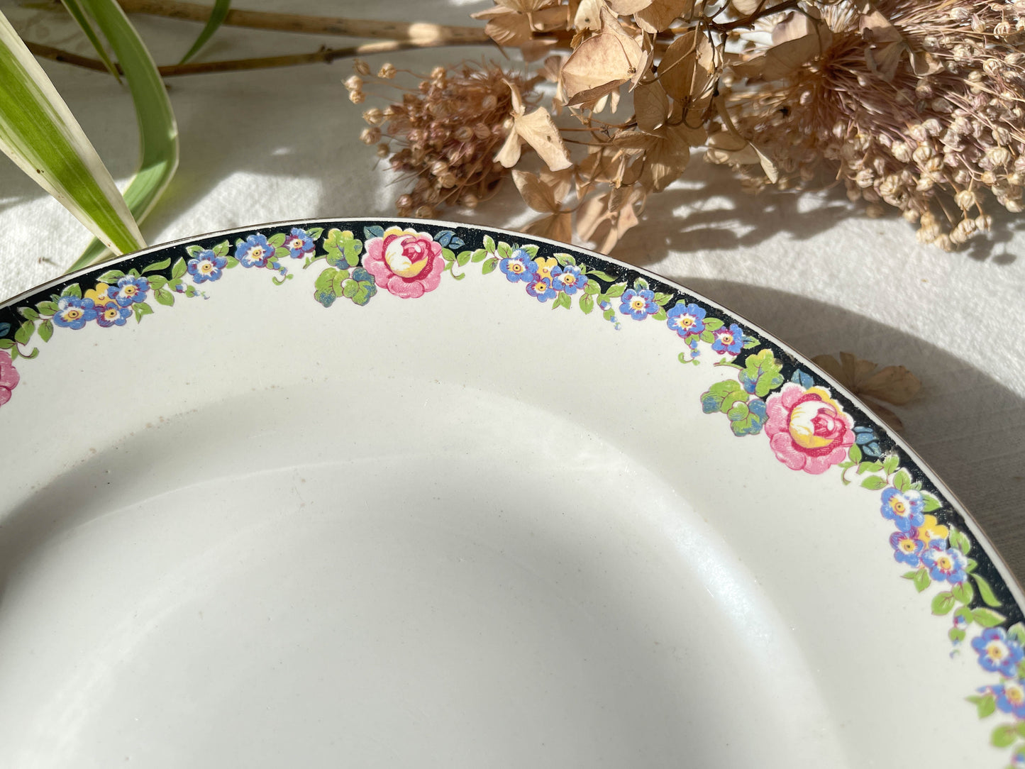 Plat piédouche vintage Terre de fer Digoin Sarreguemine modèle 8984 Made in France