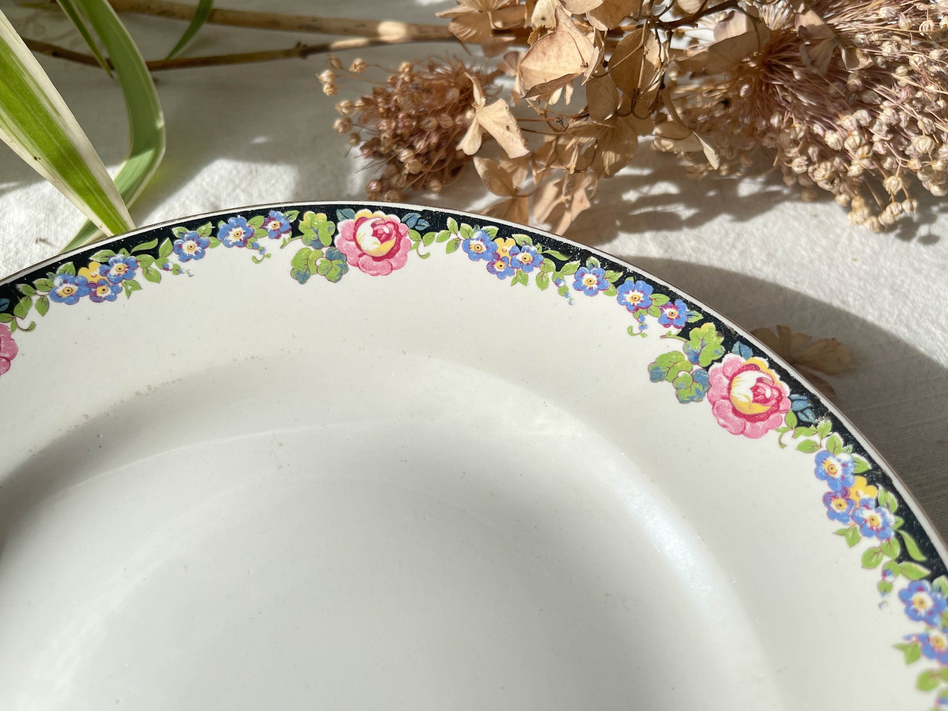 Plat piédouche vintage Terre de fer Digoin Sarreguemine modèle 8984 Made in France