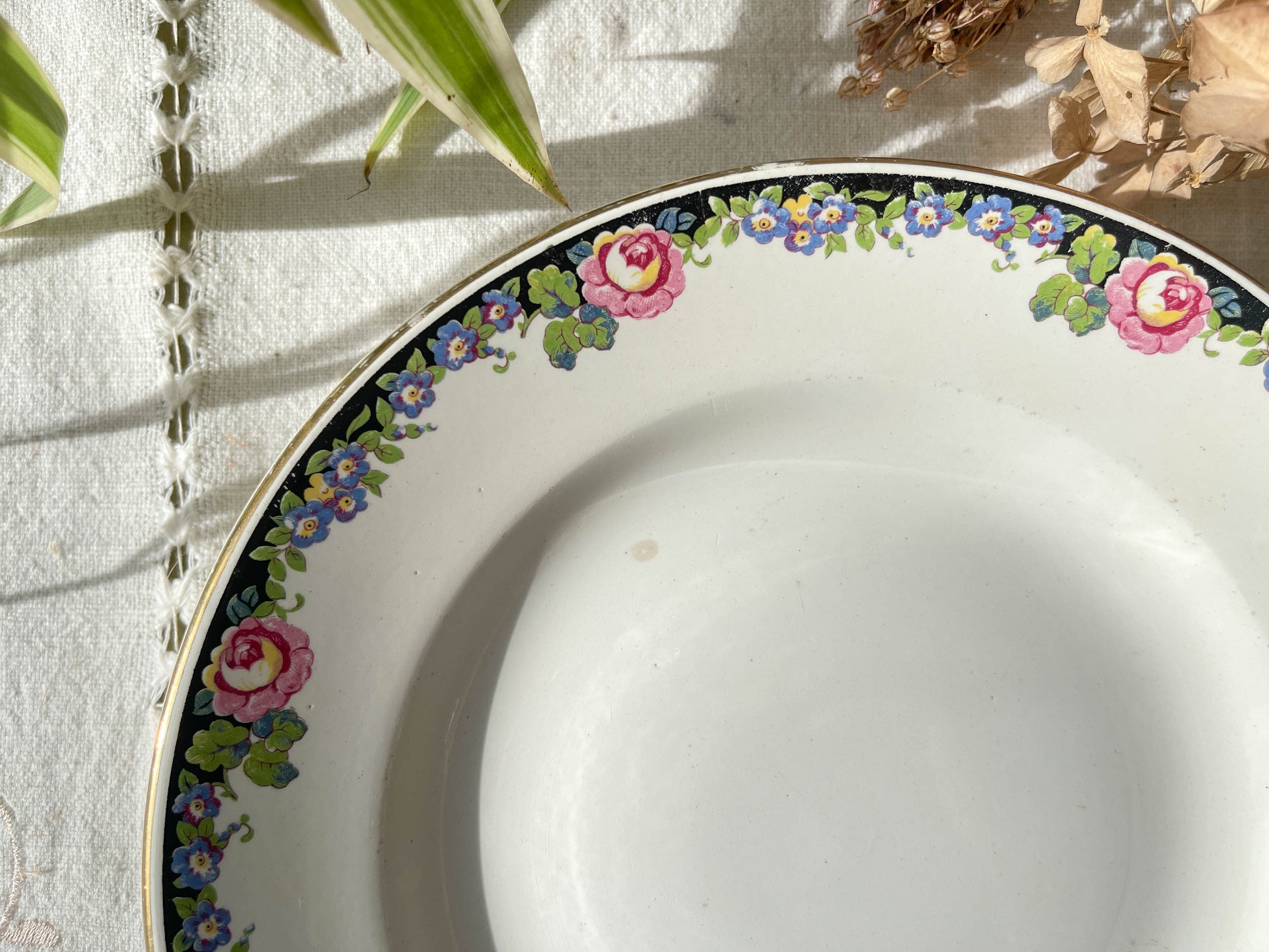 Plat piédouche vintage Terre de fer Digoin Sarreguemine modèle 8984 Made in France