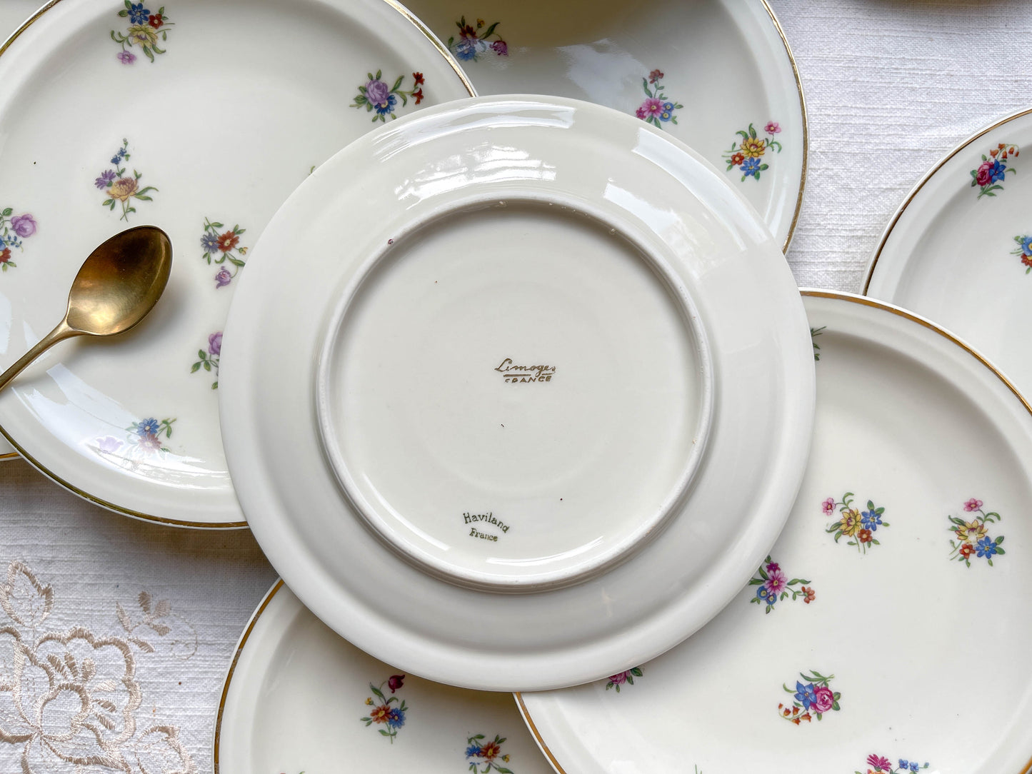 Set of 10 Vintage Small Porcelain Plates with Floral Design – Limoges Haviland