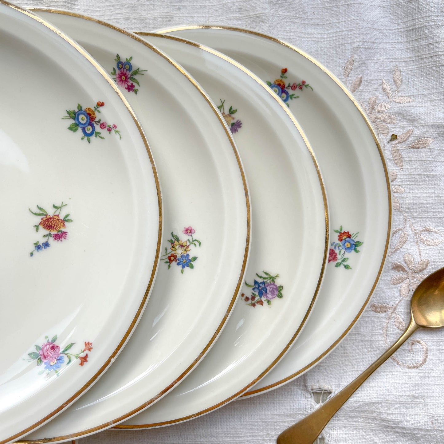Lot de 10 Petites Assiettes Vintage en Porcelaine Fleurie – Limoges Haviland