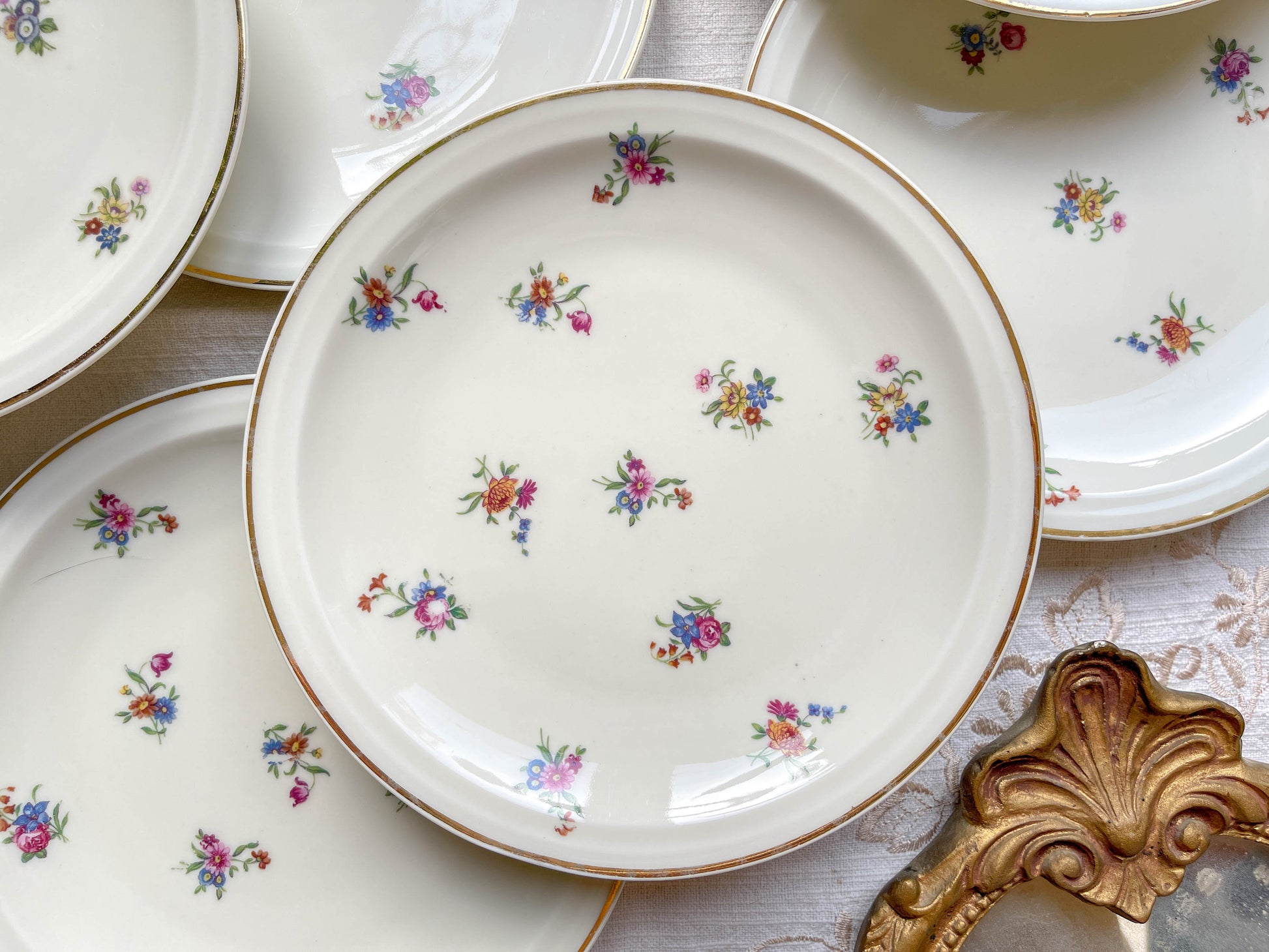 Lot de 10 Petites Assiettes Vintage en Porcelaine Fleurie – Limoges Haviland