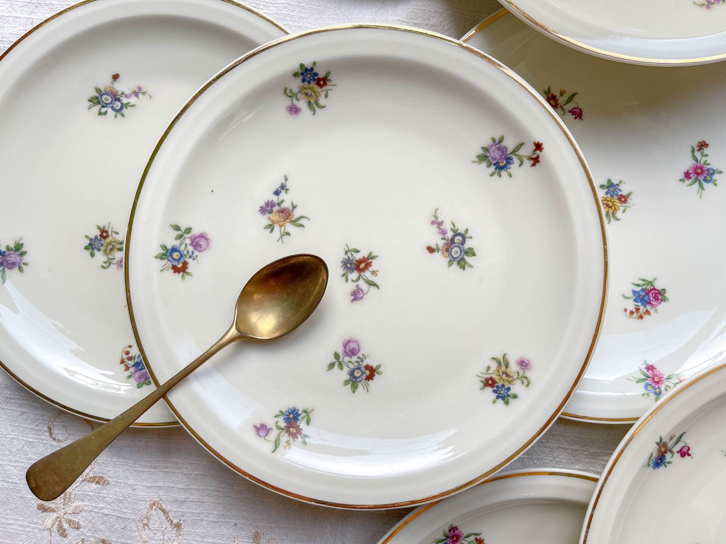 Set of 10 Vintage Small Porcelain Plates with Floral Design – Limoges Haviland