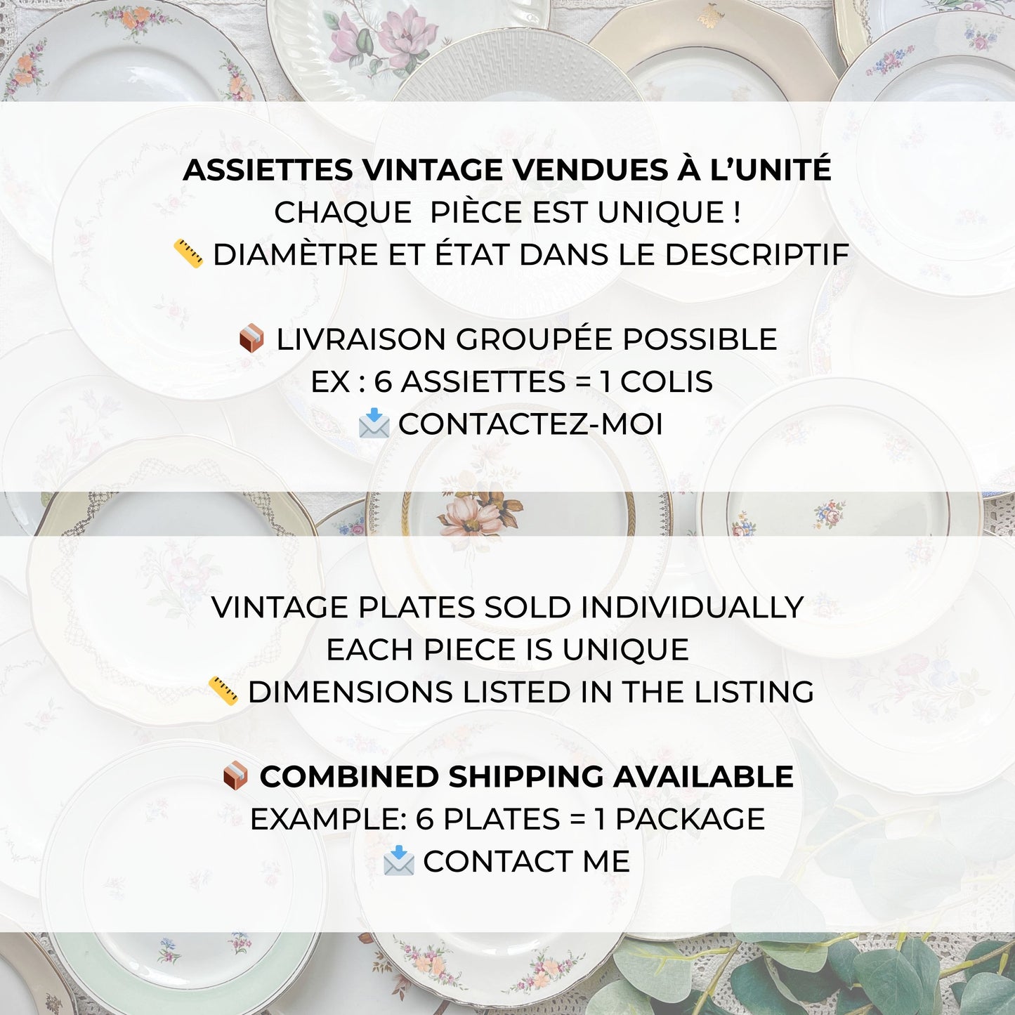 PETITE Assiette en PORCELAINE fleurie vintage à l'unité