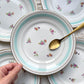 9 Petites assiettes vintage porcelaine Céranord LP motif Fleurie bleue 1950