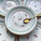 9 Petites assiettes vintage porcelaine Céranord LP motif Fleurie bleue 1950