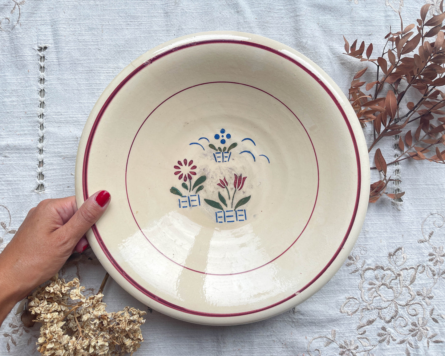 Plat creux vintage LUNEVILLE modèle "Aurore" Made in France
