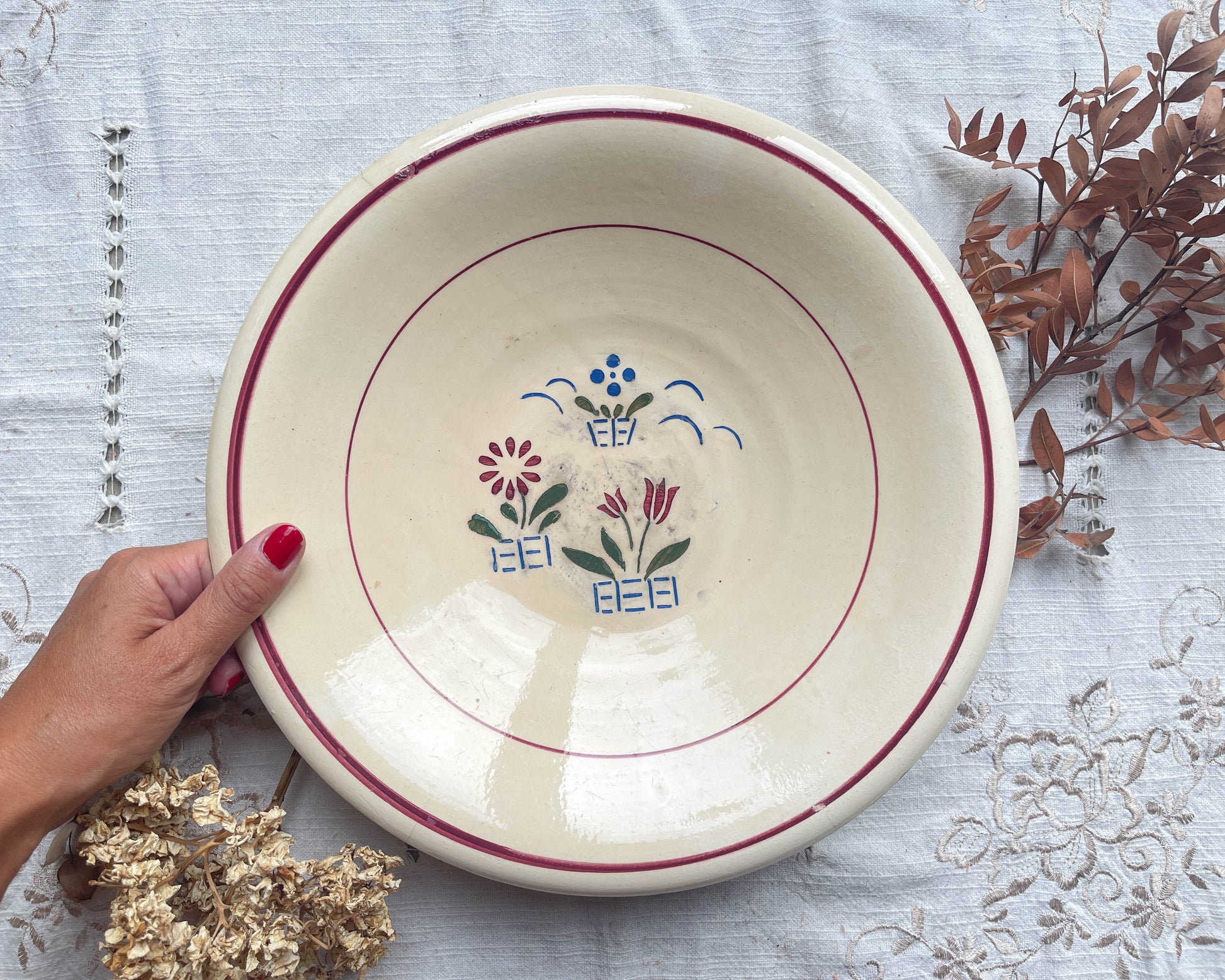 Plat creux vintage LUNEVILLE modèle "Aurore" Made in France