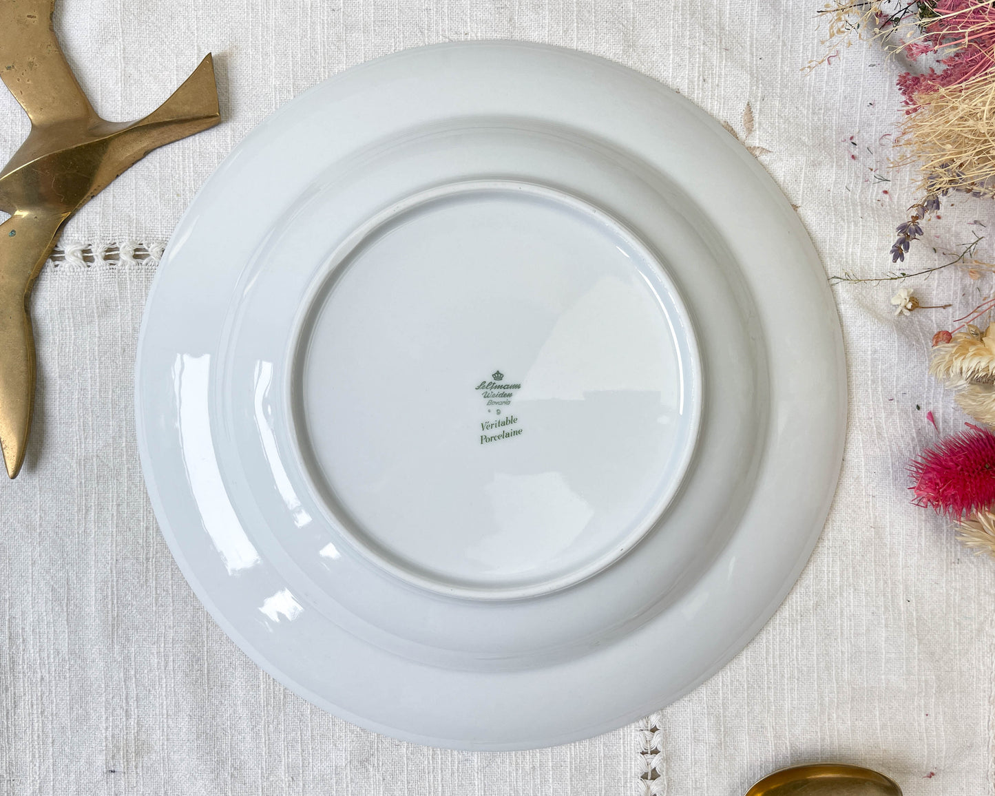 Plat creux porcelaine blanche dorée BAVARIA modèle "Annabell" -