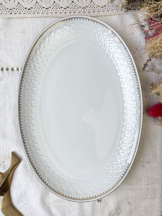 Plat oval porcelaine blanche dorée BAVARIA modèle "Annabell"