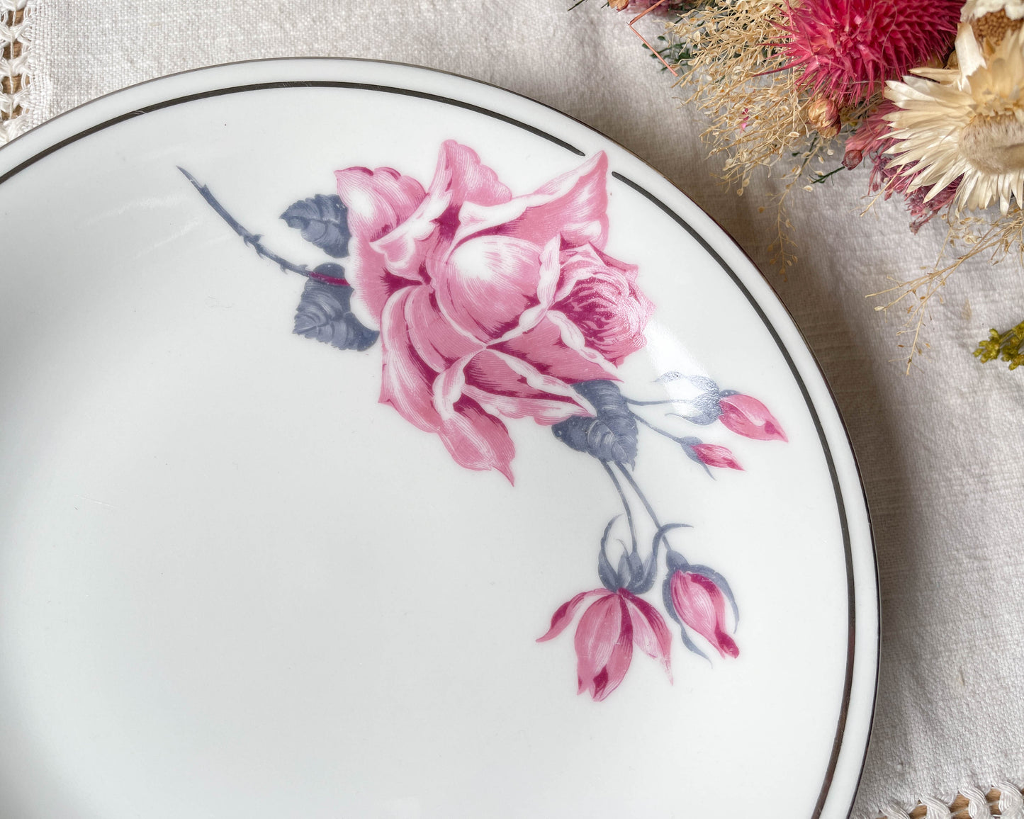 Présentoir à gâteau vintage Porcelaine Limoges motif fleuri