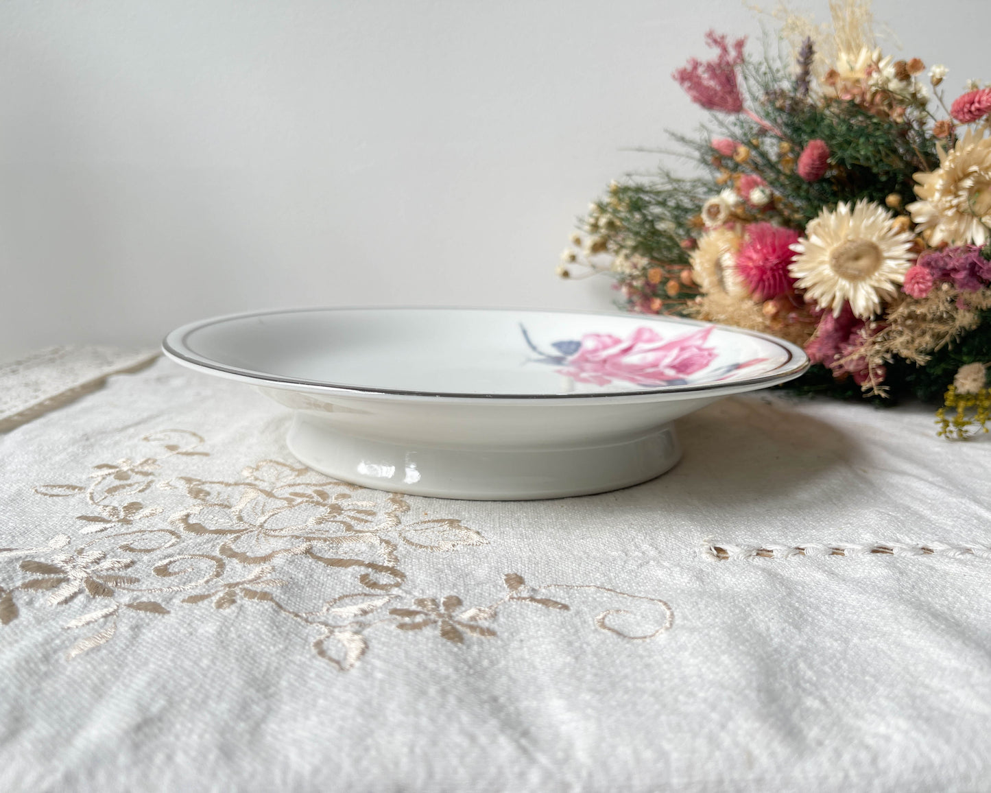 Présentoir à gâteau vintage Porcelaine Limoges motif fleuri