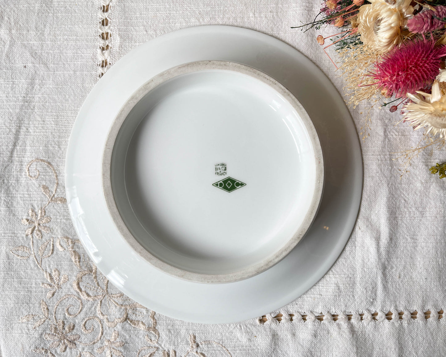 Présentoir à gâteau vintage Porcelaine Limoges motif fleuri