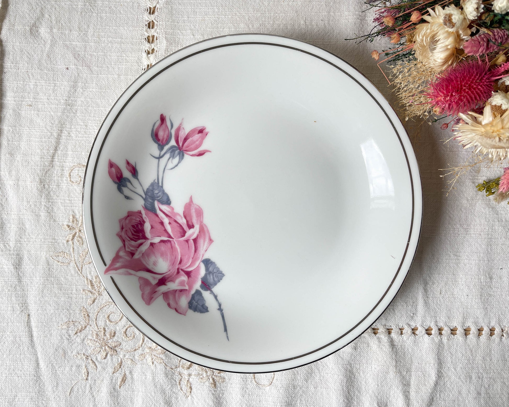 Présentoir à gâteau vintage Porcelaine Limoges motif fleuri