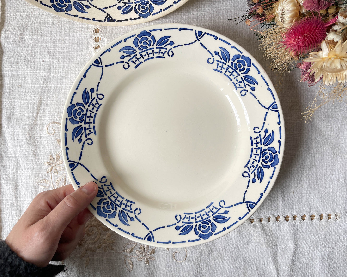 Plat piédouche vintage Terre de fer Choisy le Roi modèle Gorgette Made in France
