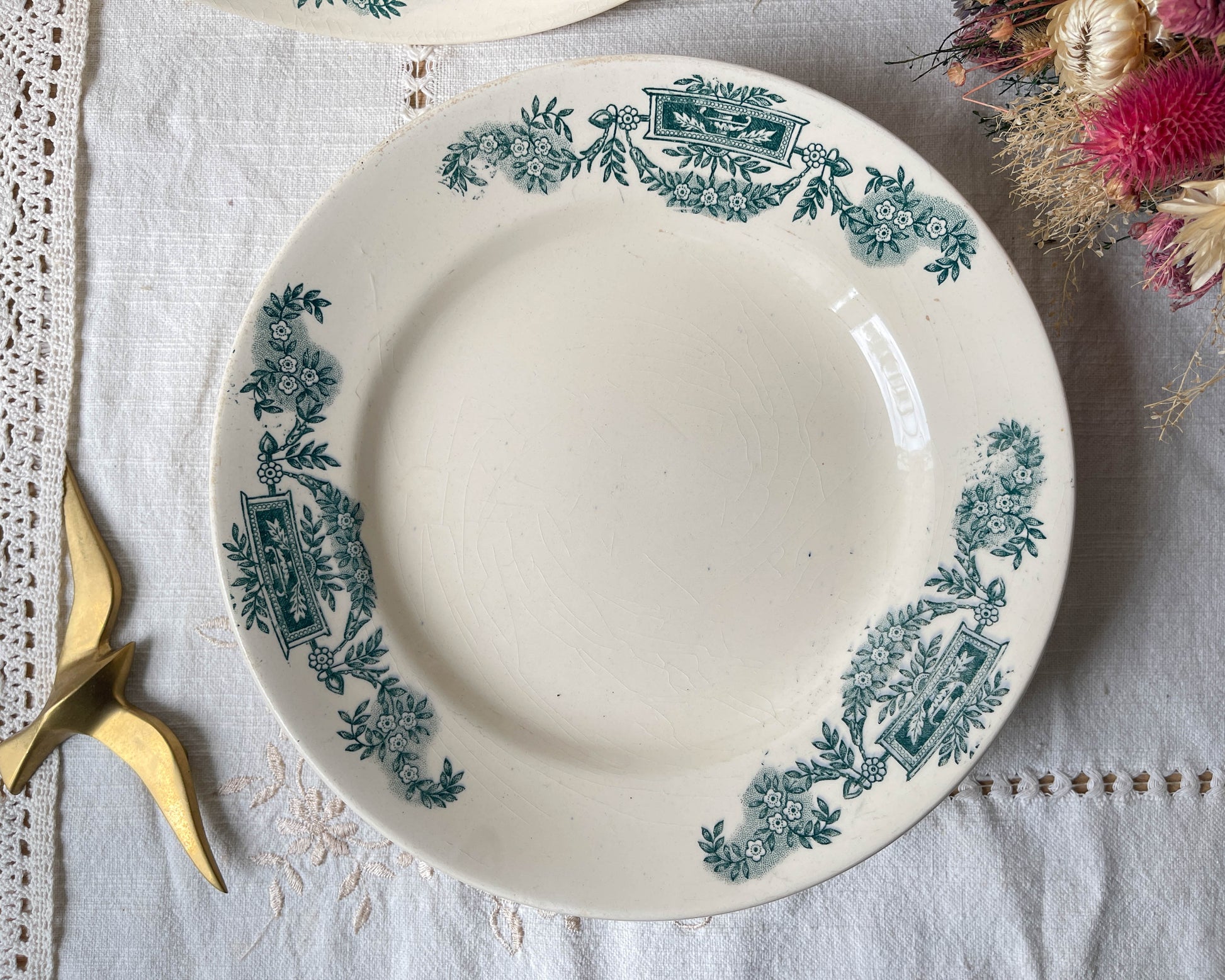 Plat piédouche vintage Terre de fer Longchamp modèle Lutèce Made in France