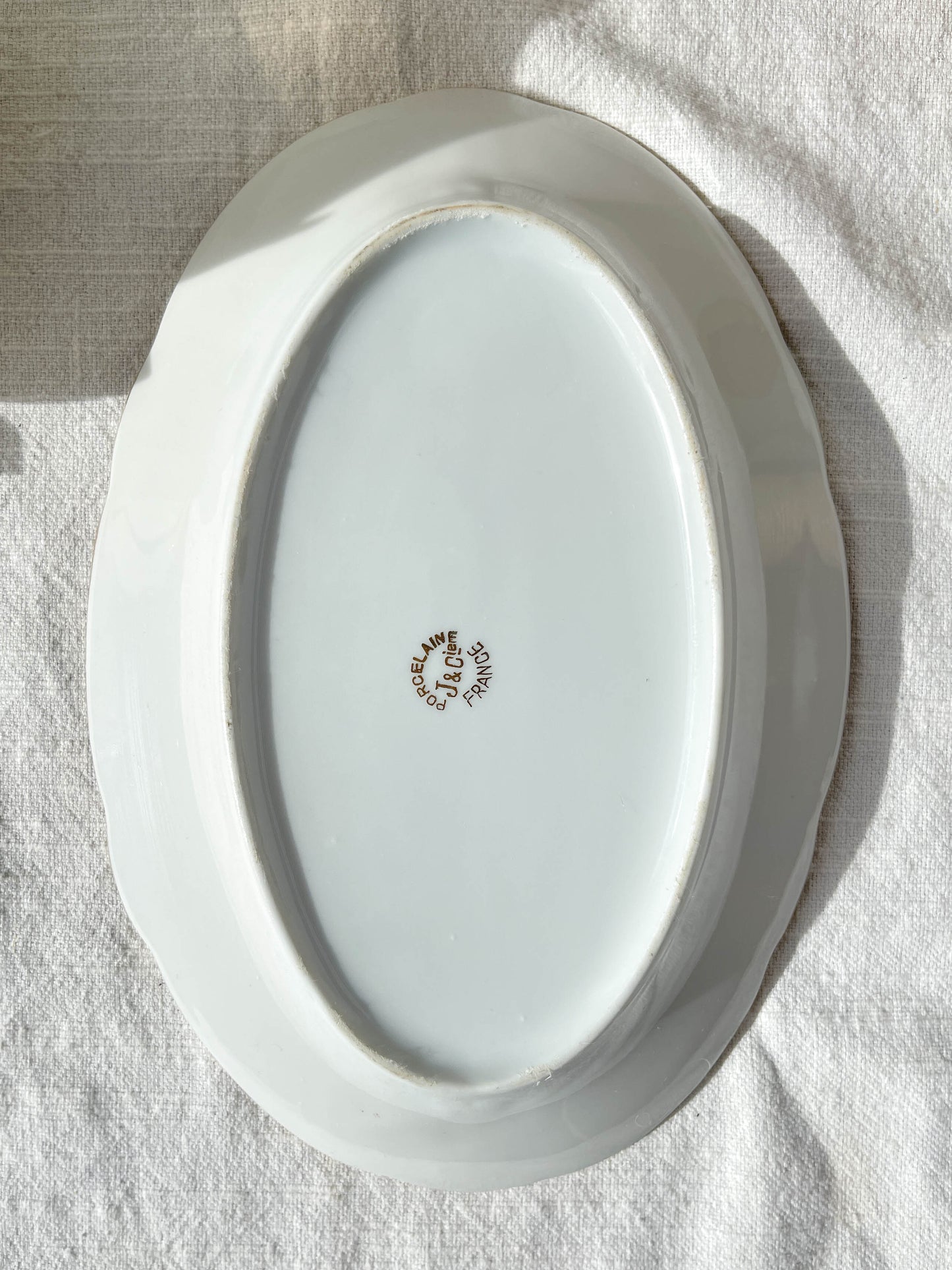 2 J&Ciem France 1950 white gilded porcelain dishes with floral pattern