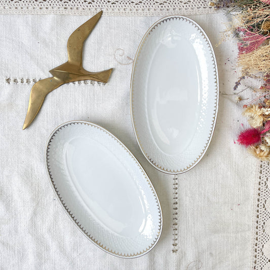 2 Raviers porcelaine blanche dorée BAVARIA modèle "Annabell"