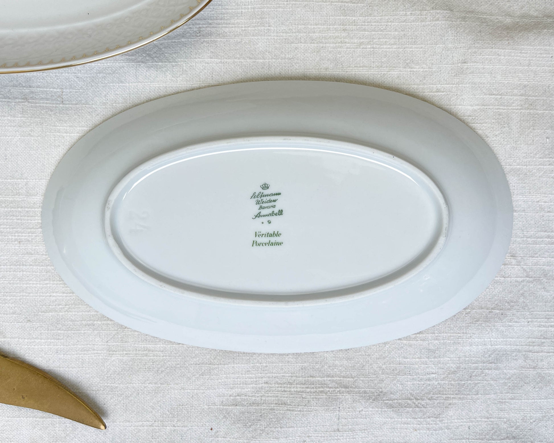 2 Raviers porcelaine blanche dorée BAVARIA modèle "Annabell"