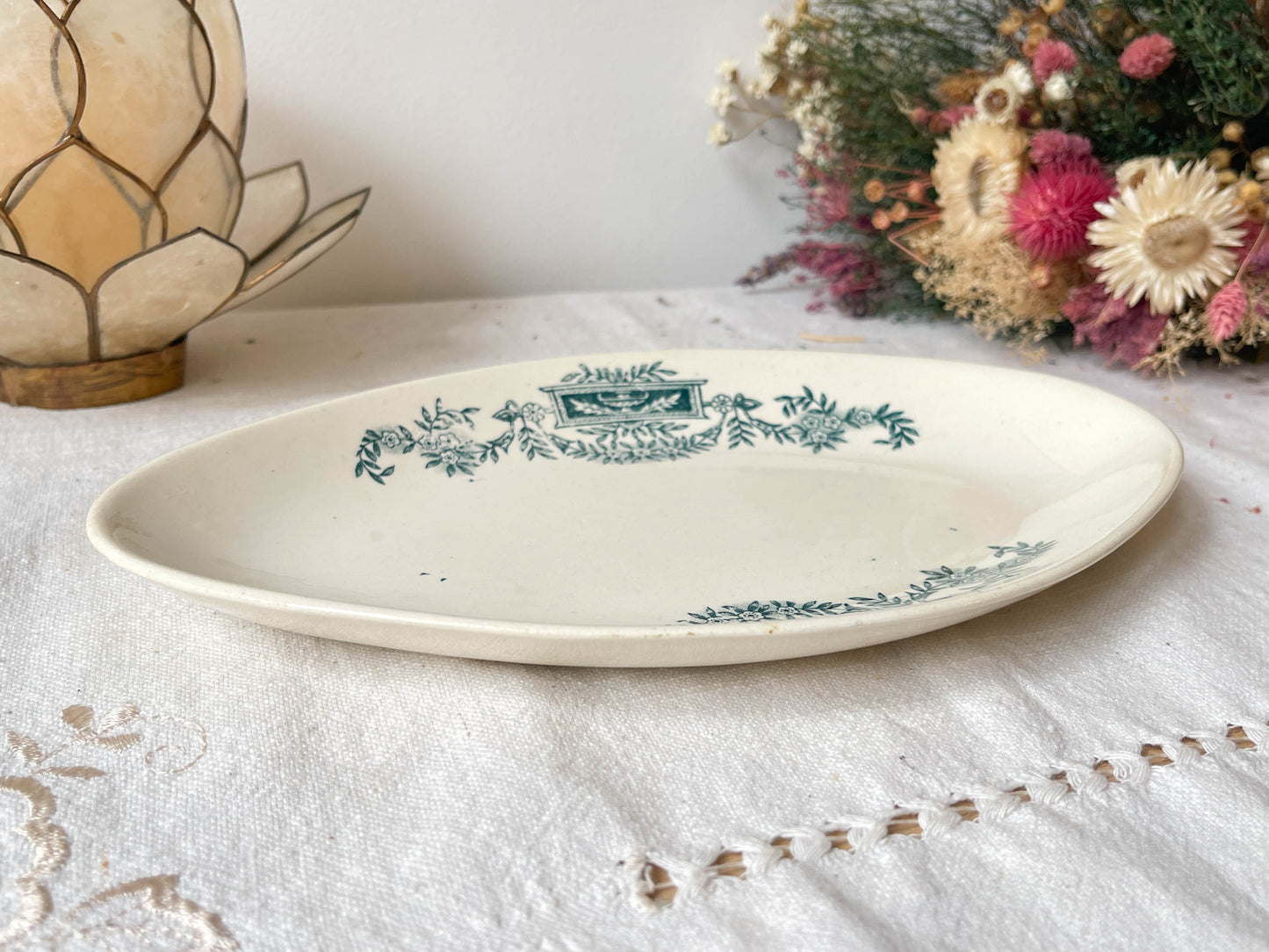 Ravier Terre de fer Français bleu Longchamp modèle Lutèce vintage