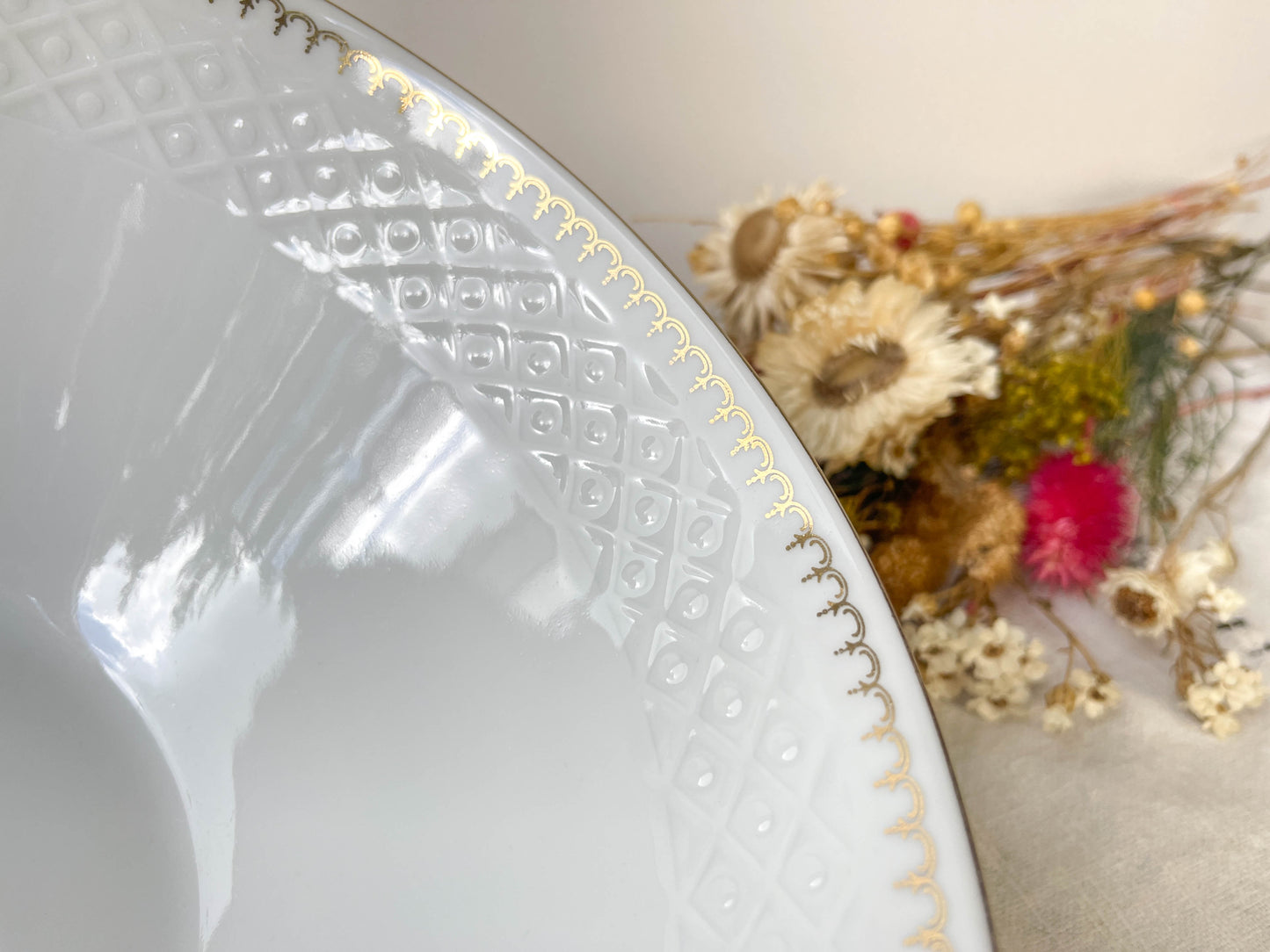 Saladier porcelaine blanche dorée BAVARIA Seltmann Weiden modèle "Annabell"