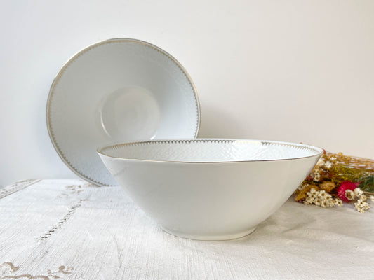 Saladier porcelaine blanche dorée BAVARIA Seltmann Weiden modèle "Annabell"