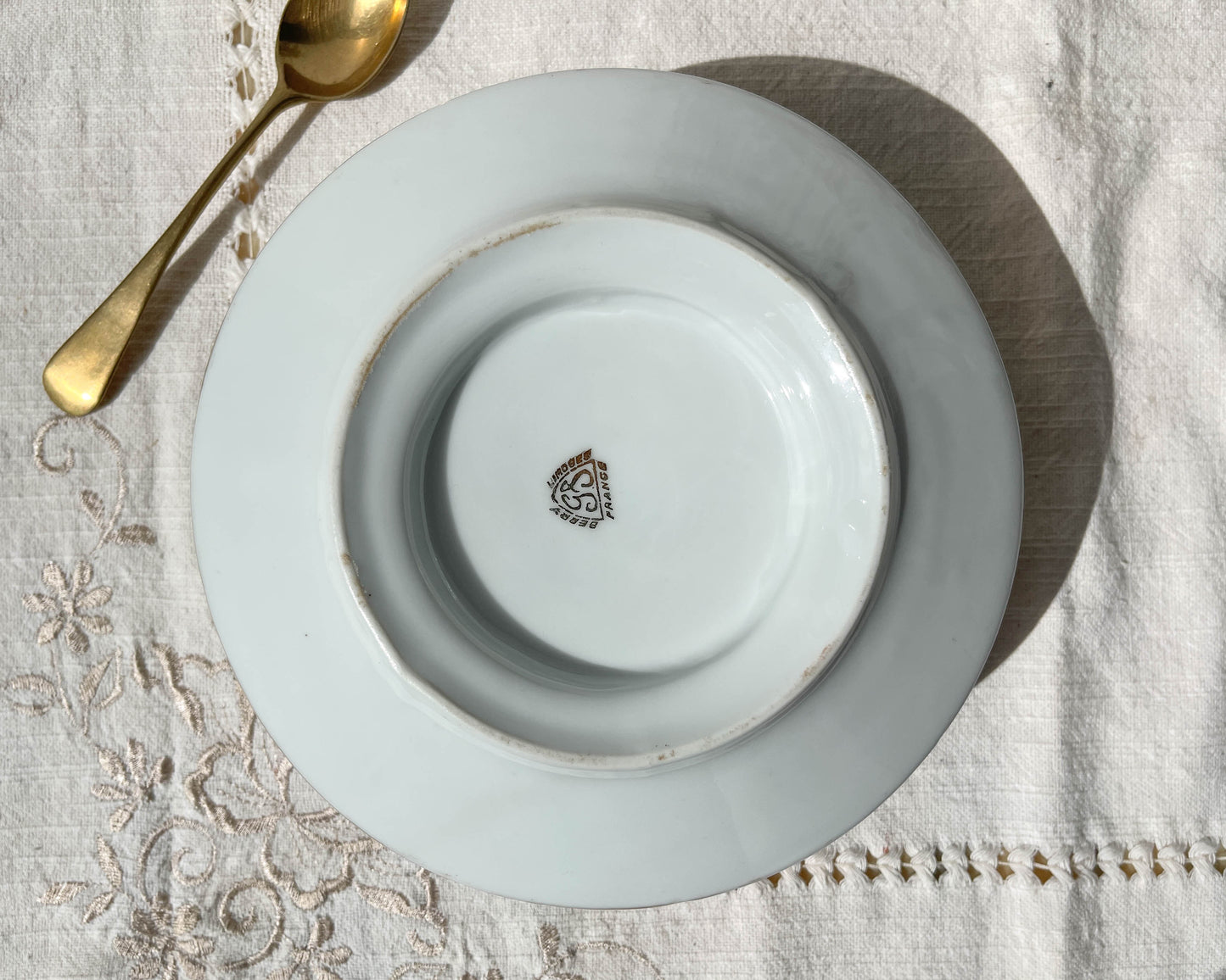 Saucière vintage Porcelaine de LIMOGES motif oiseau de paradis Made in France