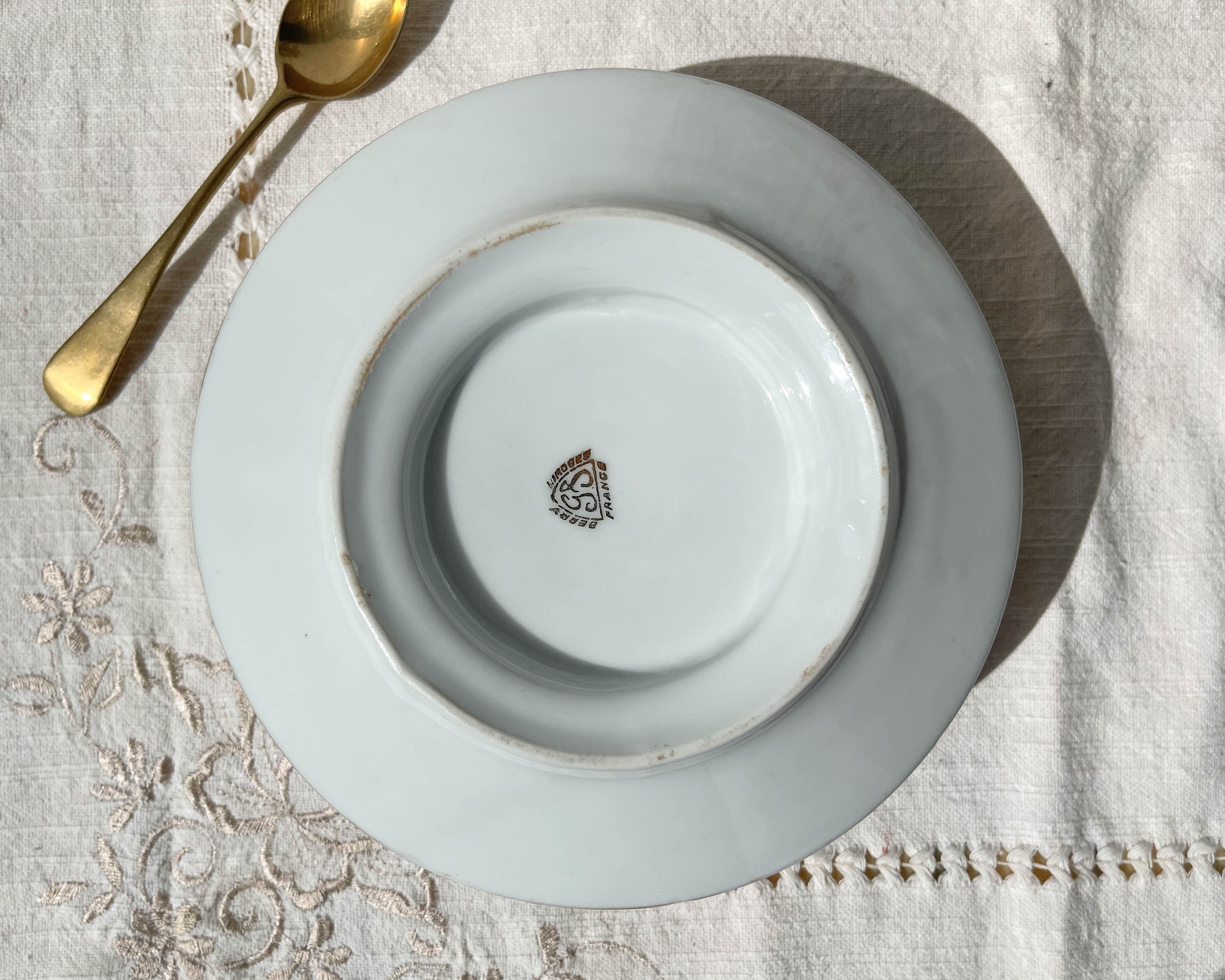 Saucière vintage Porcelaine de LIMOGES motif oiseau de paradis Made in France