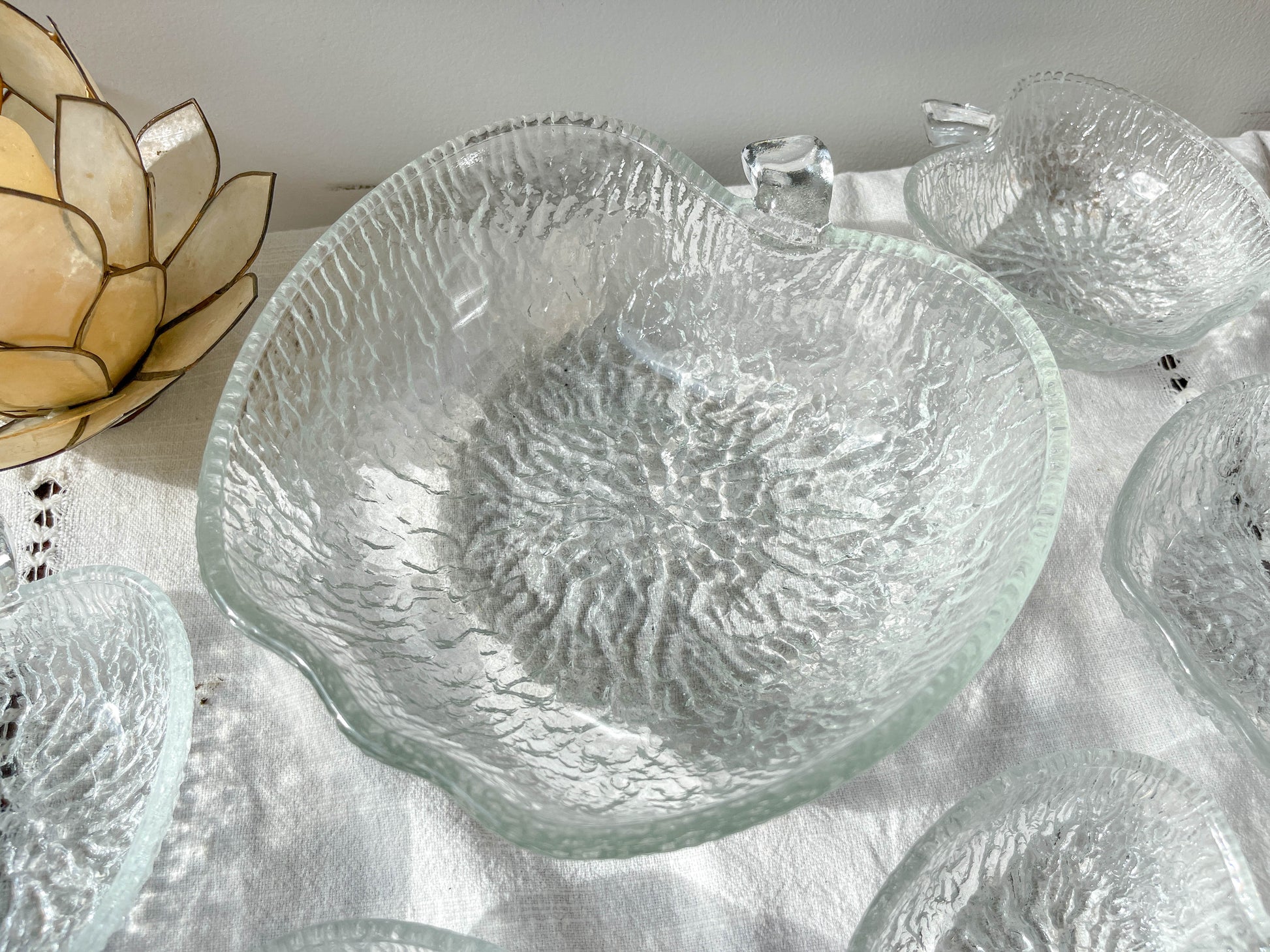 Service à dessert en verre vintage pomme – 1 saladier + 5 coupelles